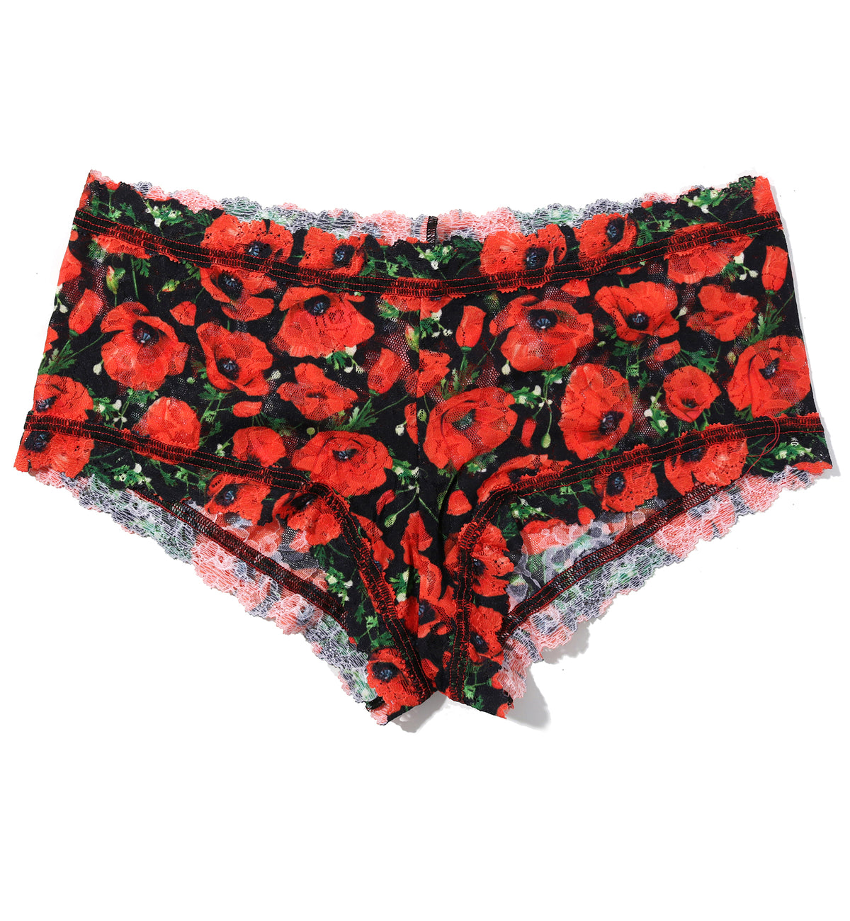Hanky Panky Signature Lace Printed Boyshort (PR4812P),XS,Poppy Holiday - Poppy Holiday,XS