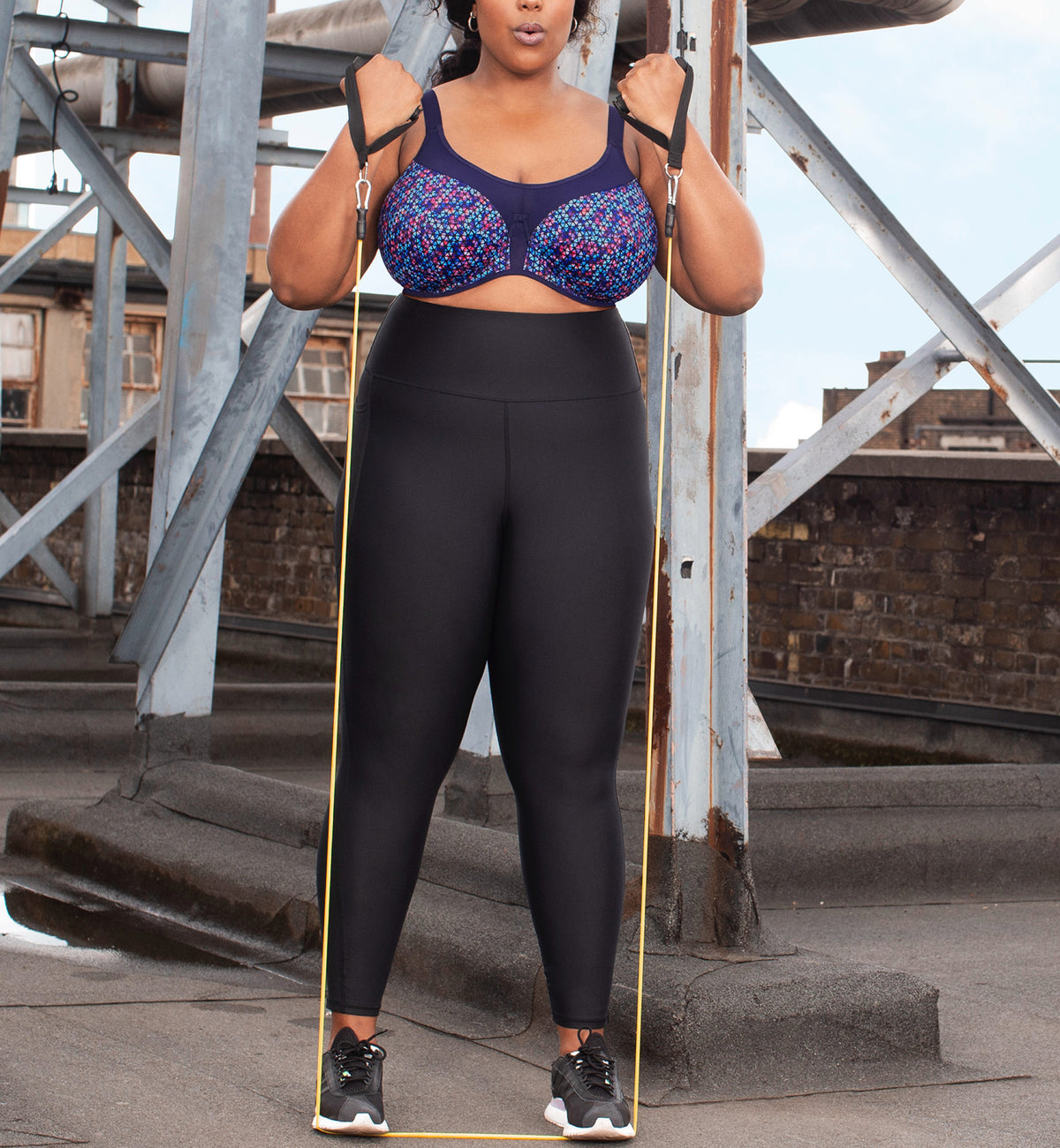 Elomi Energise J-Hook Underwire Sports Bra (8042),34J,Navy Geo - Navy Geo,34J