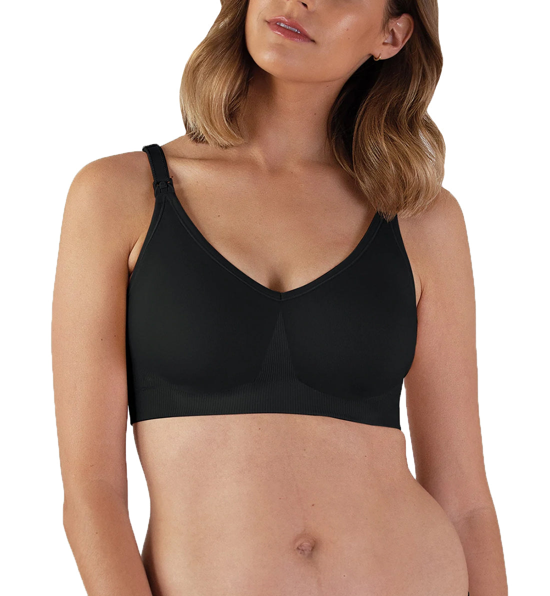 BRAVADO! DESIGNS Body Silk Seamless Nursing Bra (1401V),Small,Black - Black,Small