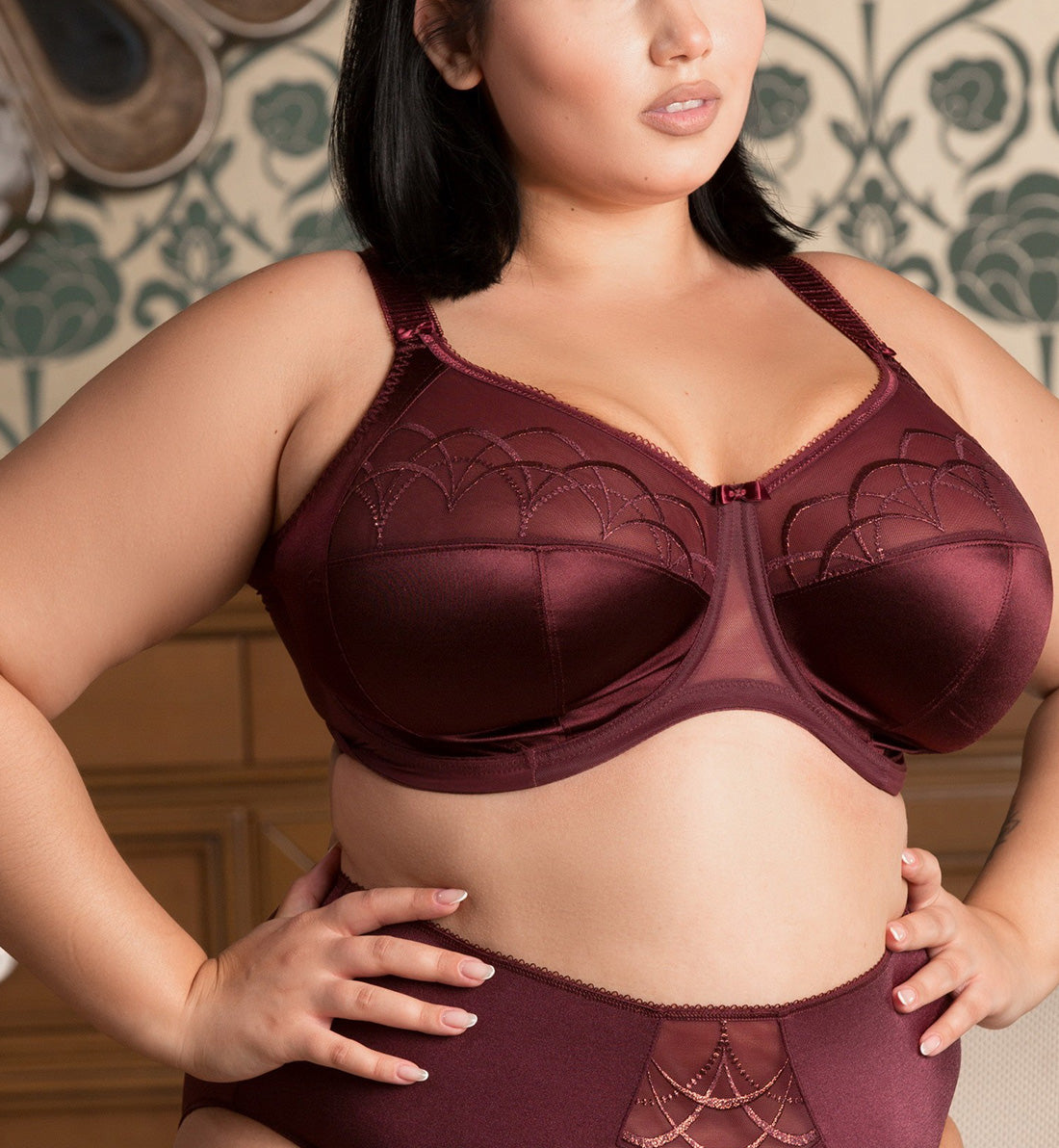 Elomi Cate Embroidered Full Cup Banded Underwire Bra (4030)- Raisin
