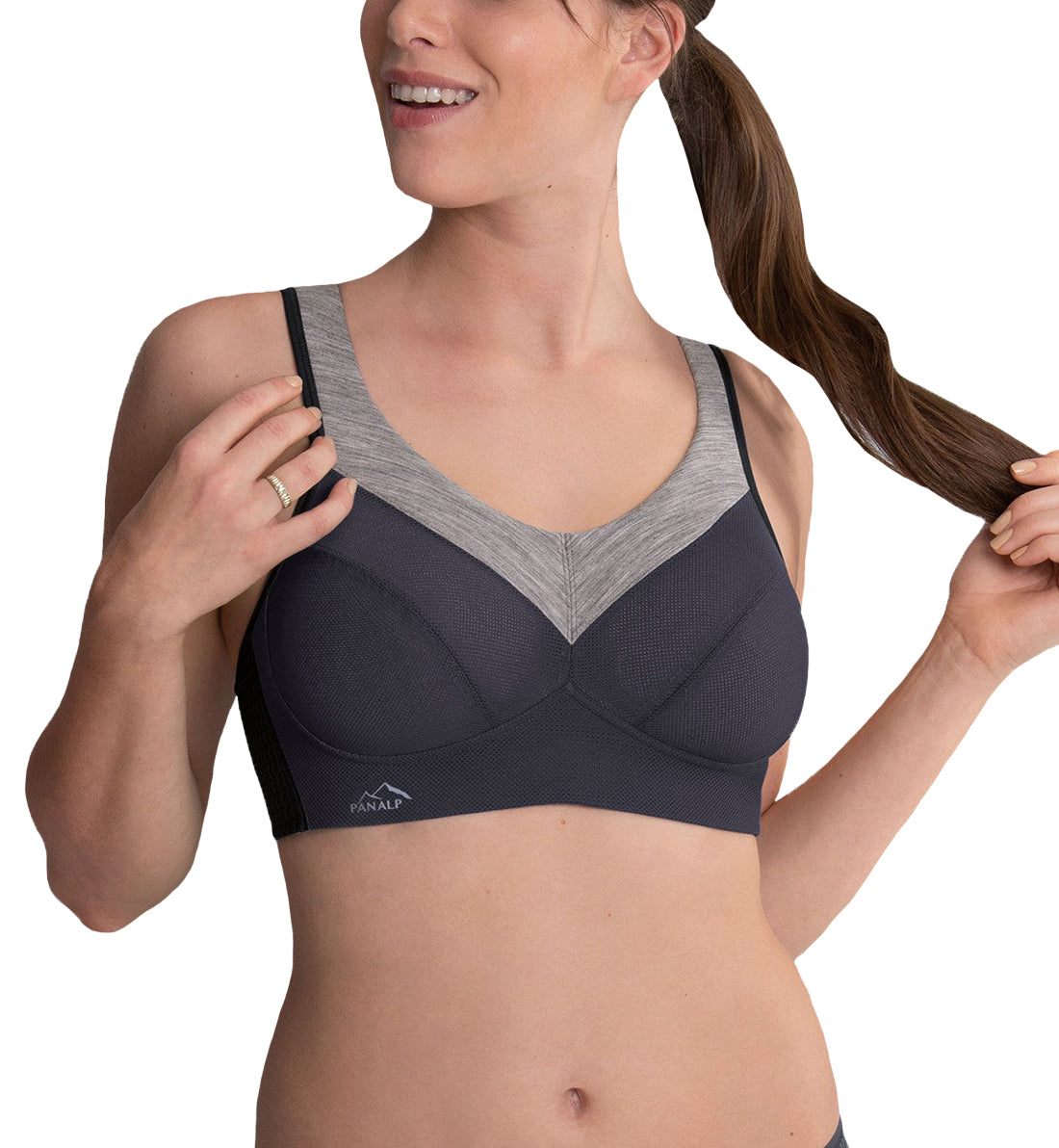 Anita PanAlp Wool Firm Support Softcup Sports Bra (5555),32C,Anthracite/Melange - Anthracite/Melange,32C