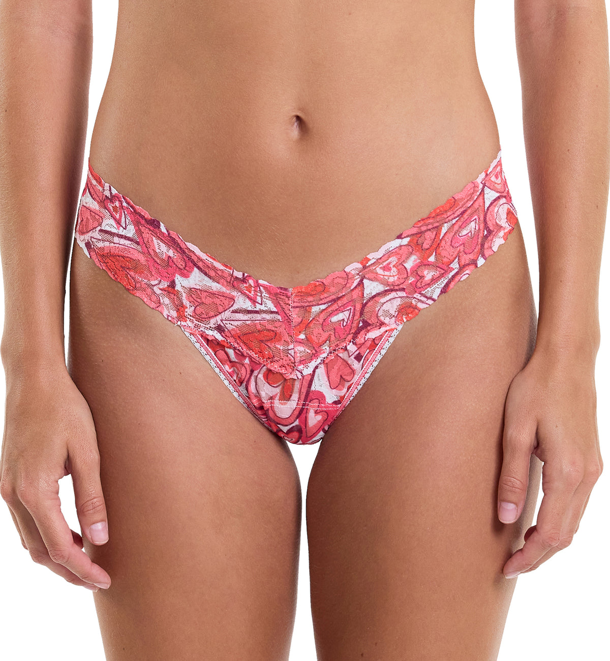 Hanky Panky Signature Lace Printed Low Rise Thong (PR4911P),Lots Of Love - Lots Of Love,One Size