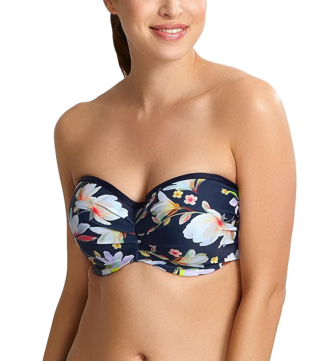Panache Florentine Molded Bandeau Bikini Top (SW1053),30GG,Navy Floral - Navy Floral,30GG