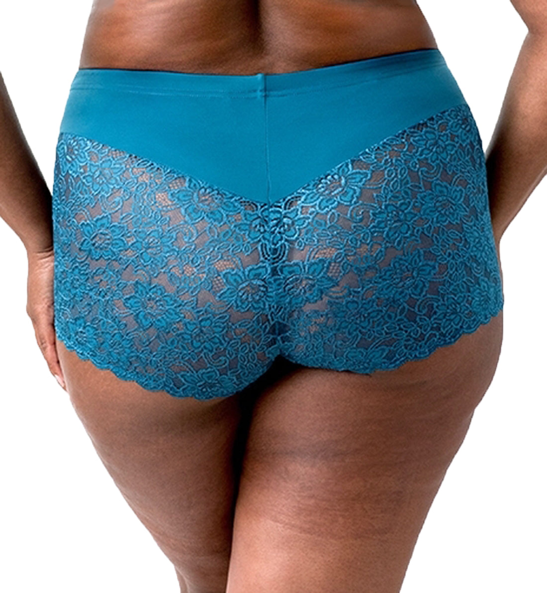 Elila Stretch Lace Cheeky Full Panty (3311),Medium,Teal - Teal,Medium