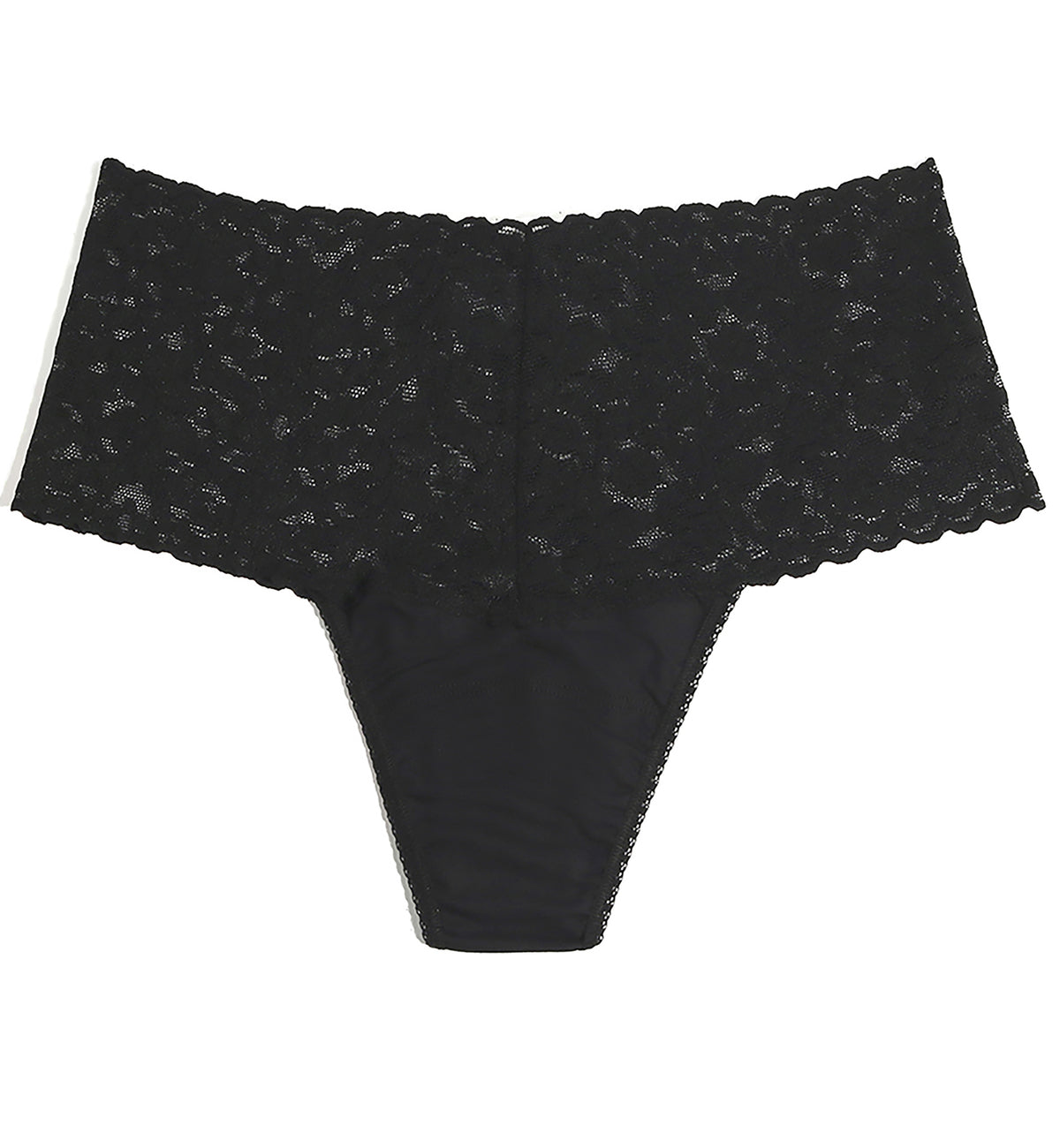 Hanky Panky Cotton Retro Thong with Lace (891924),Black - Black,One Size