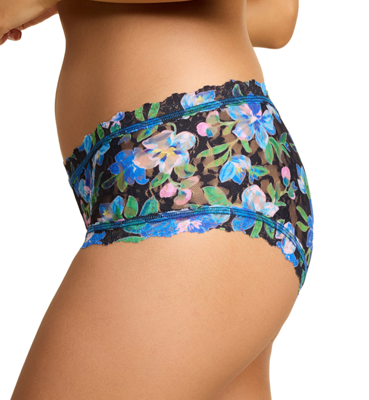 Hanky Panky Signature Lace Printed Boyshort (PR4812P),XS,Ocean Blooms - Ocean Blooms,XS