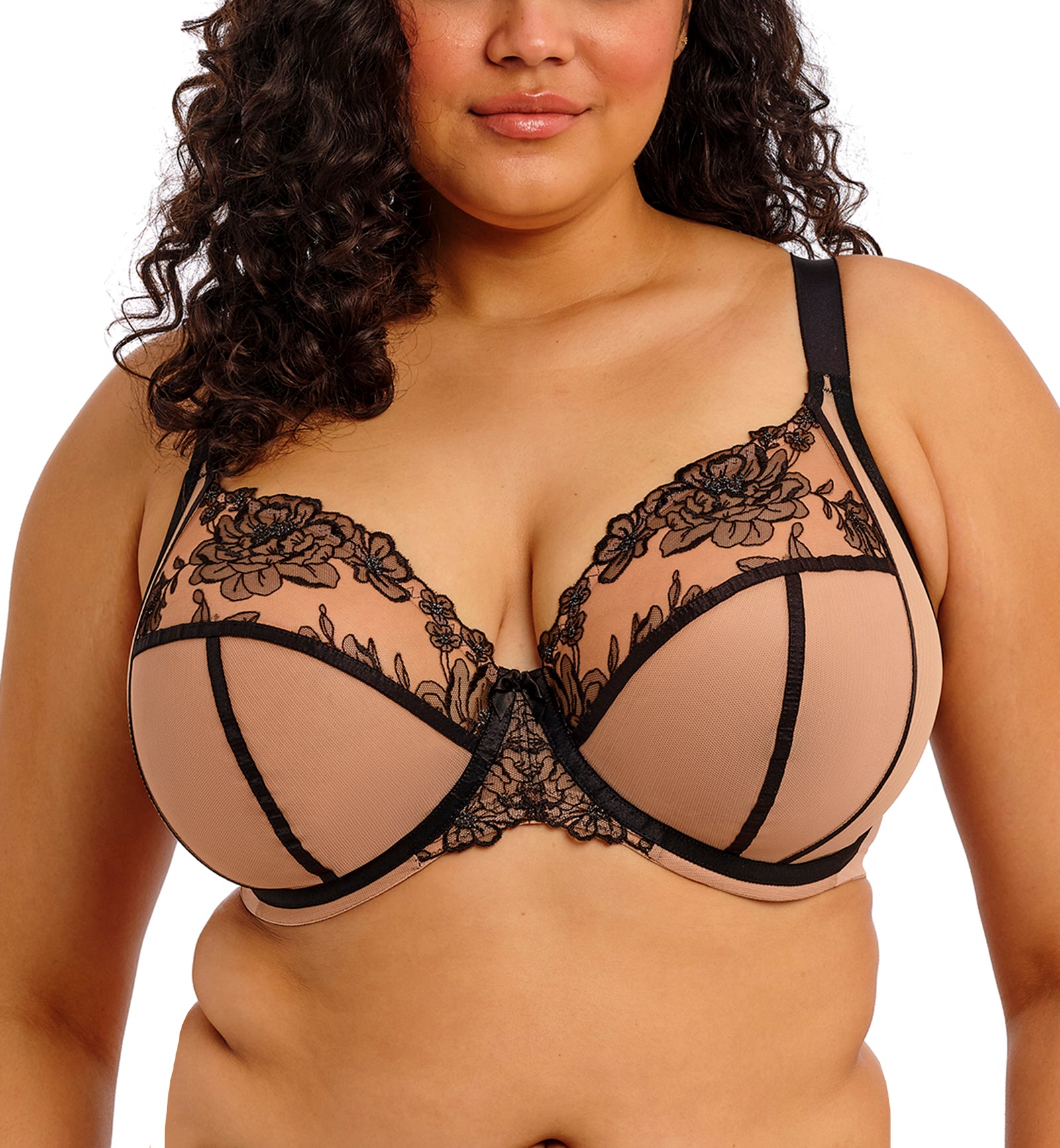 Elomi Teagan Banded Plunge Underwire Bra (302602),32GG,Cafe Au Lait - Cafe Au Lait,32GG