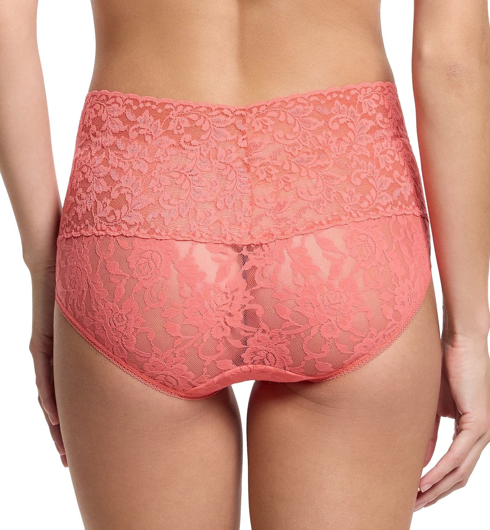 Hanky Panky Retro Lace V-kini (9K2124),Small,Courageous Coral - Courageous Coral,Small