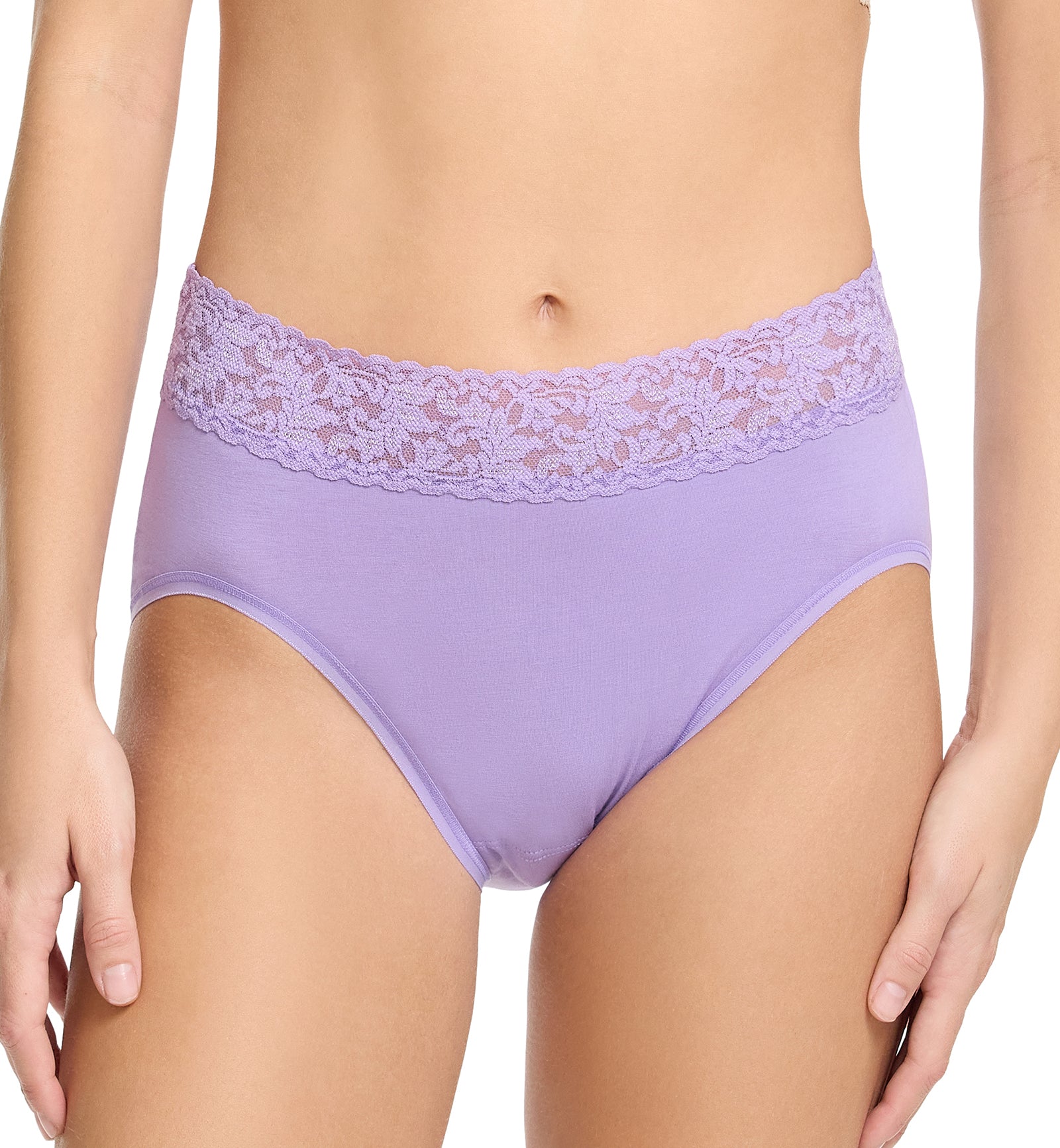 Hanky Panky Cotton French Brief with Lace (892461),Small,Grape Juice - Grape Juice,Small