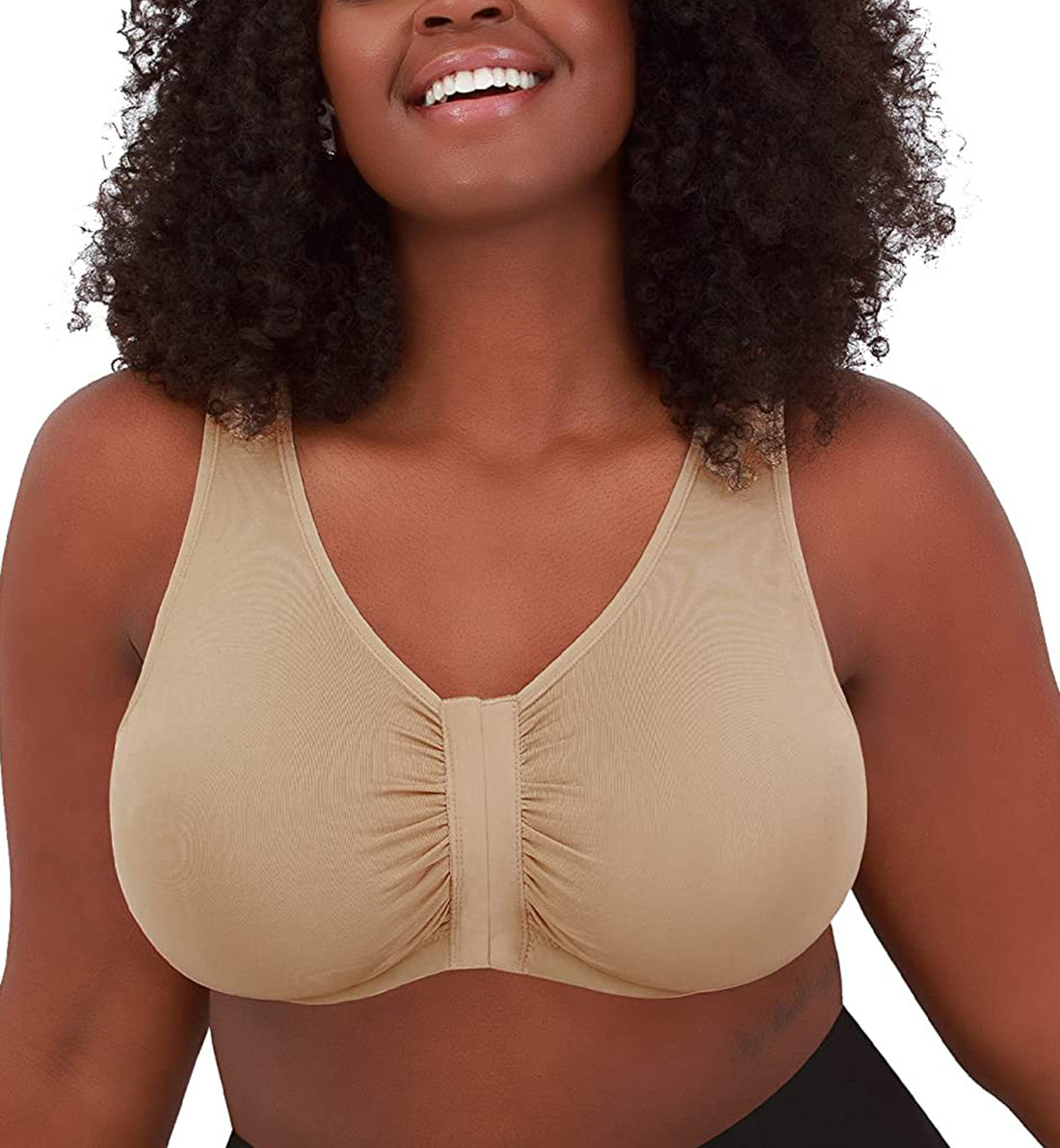 Leading Lady Laurel Seamless Comfort Front Closure Bra (119),Medium,Salt Beige - Salt Beige,Medium