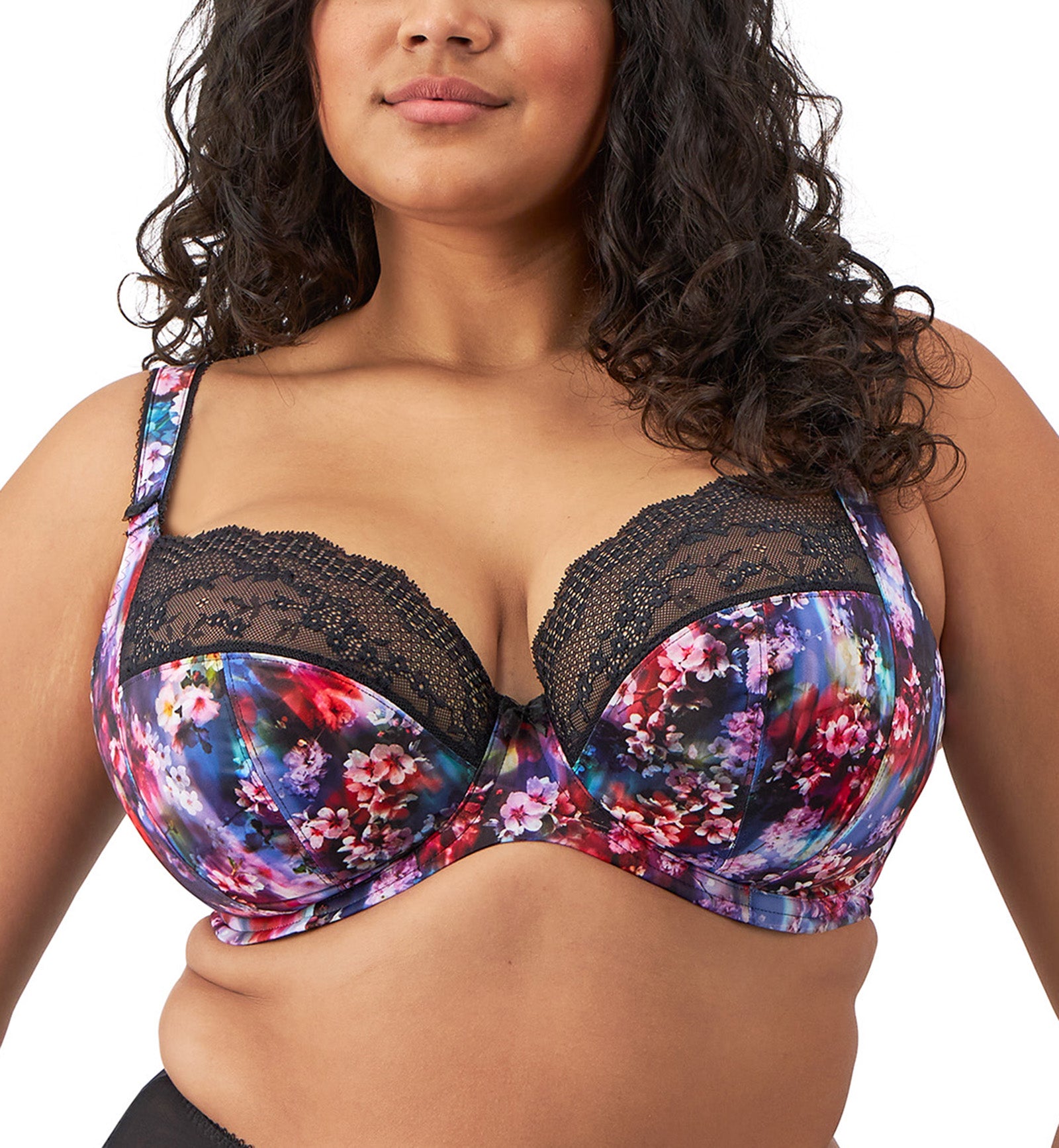 Elomi Lucie Banded Stretch Lace Plunge Underwire Bra (4490),32GG,Cherry Blossom - Cherry Blossom,32GG