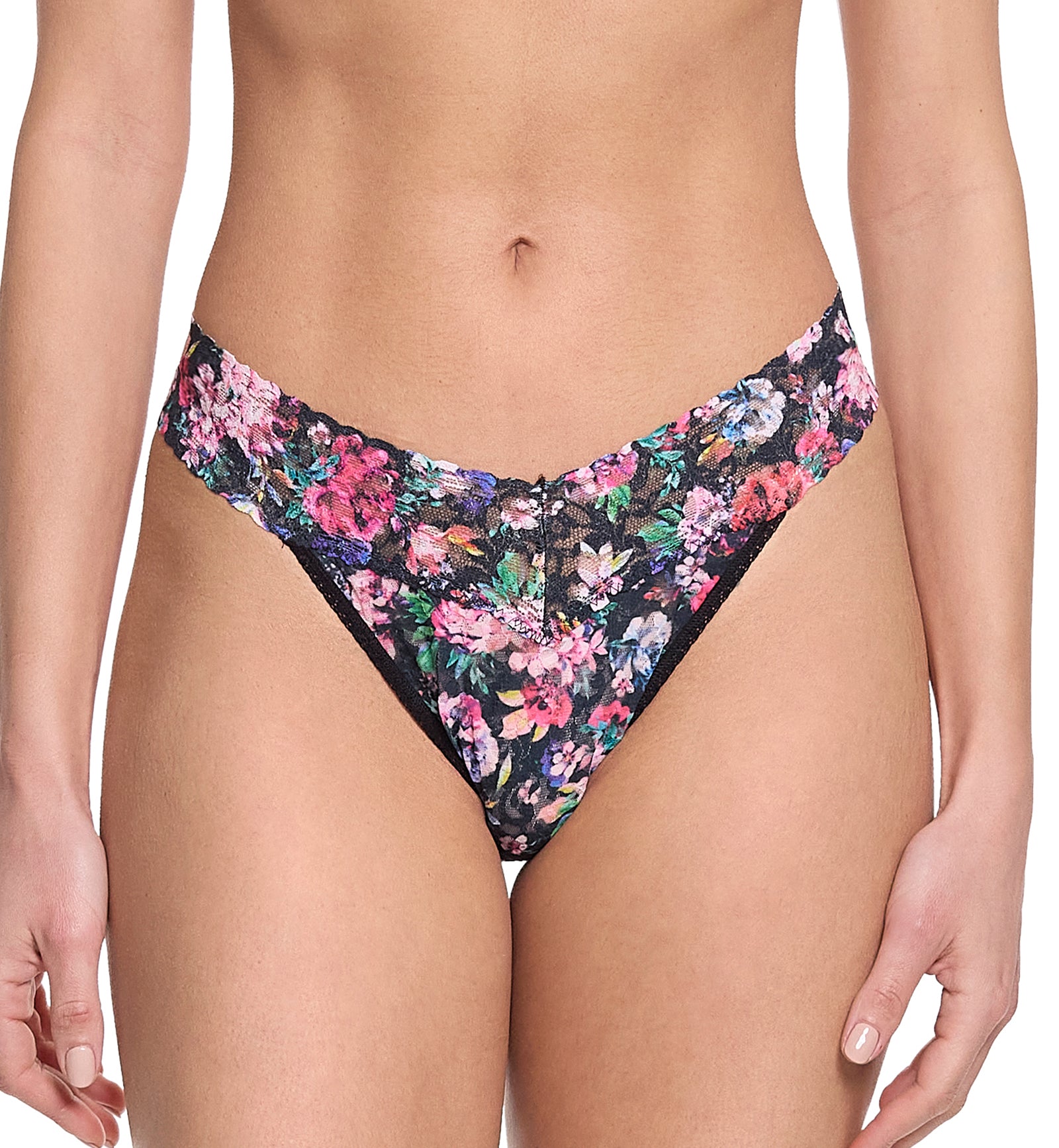 Hanky Panky Signature Lace Printed Original Rise Thong (PR4811P),Dark Peoni - Dark Peoni,One Size