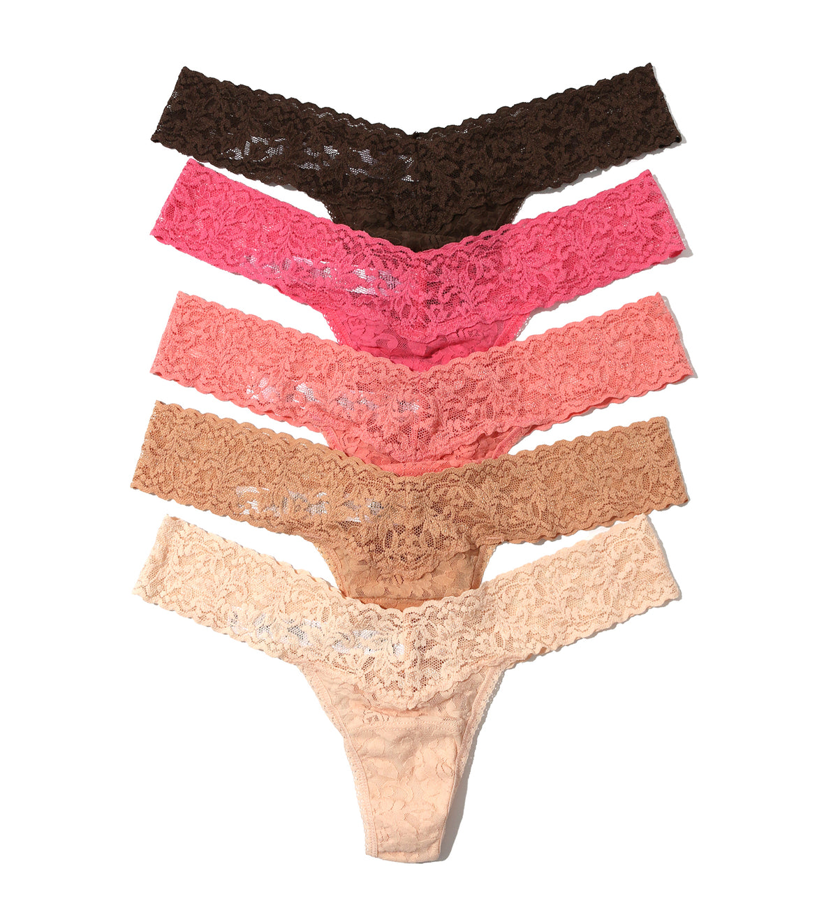 Hanky Panky 5-PACK Signature Lace Low Rise Thong (49115PK),Sea Finds - Sea Finds,One Size