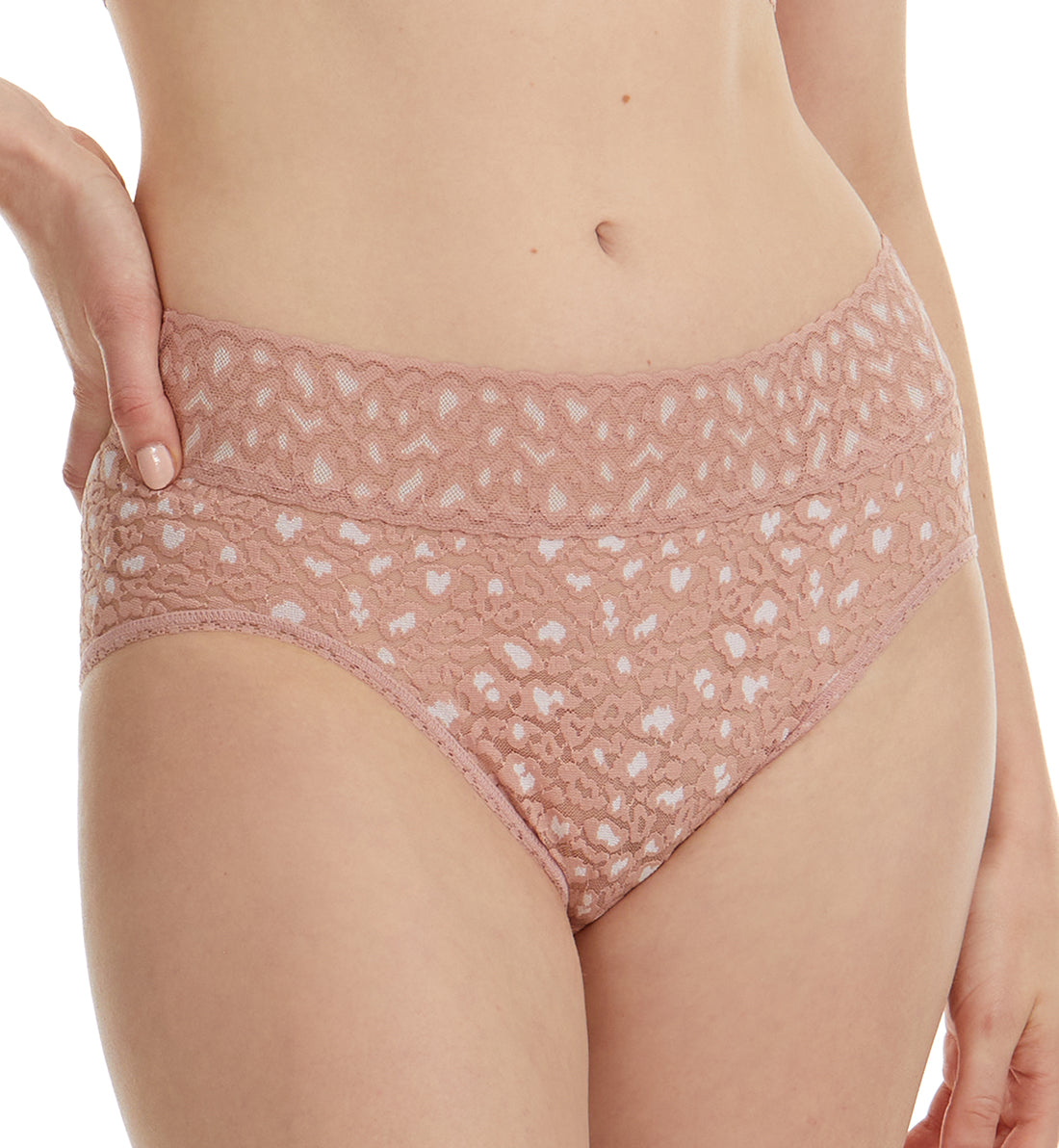 Hanky Panky Cross Dyed Leopard French Brief (7J2461),XS,Desert Rose/White - Desert Rose/White,XS