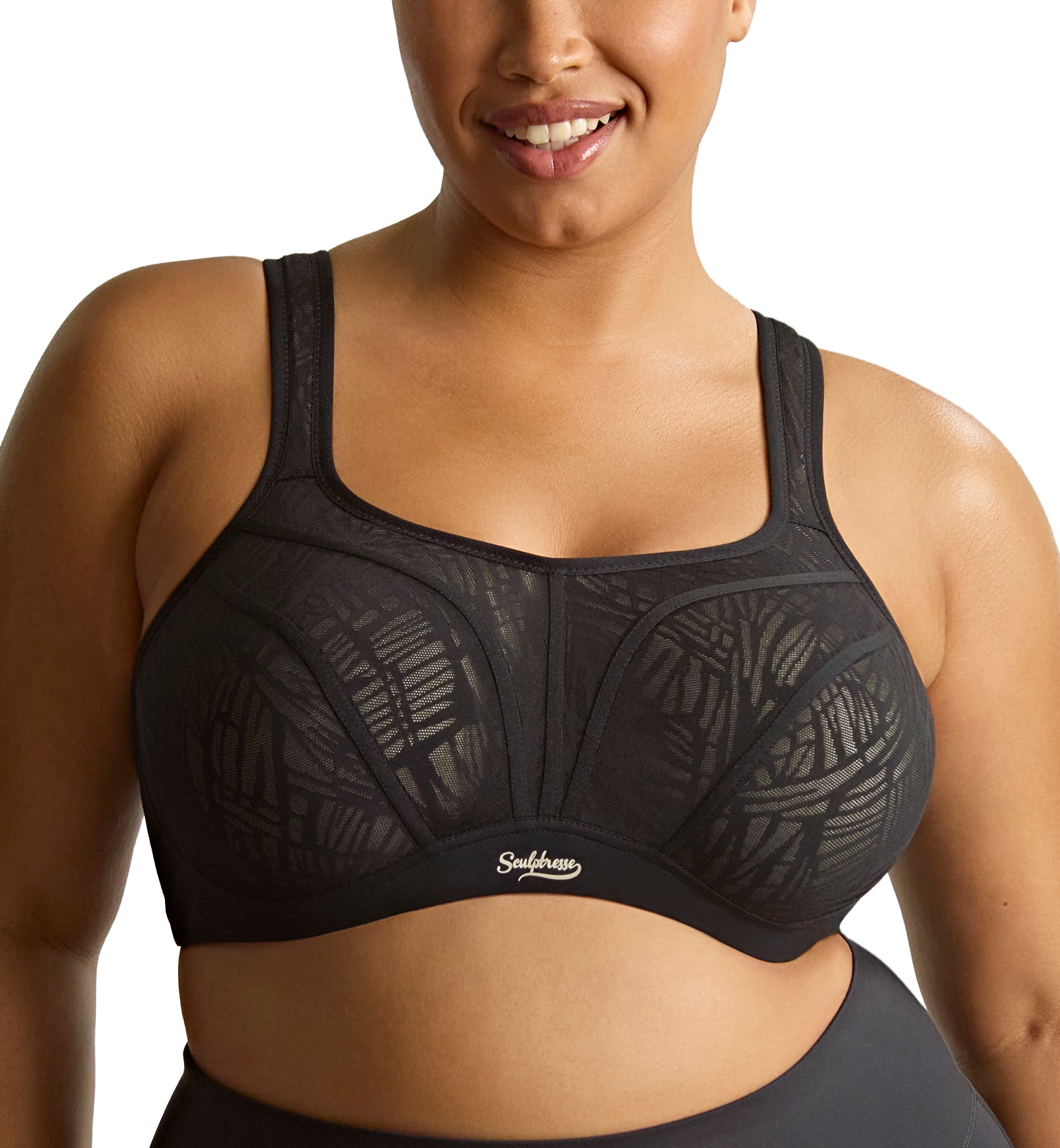 Sculptresse by Panache Activate Non-padded Underwire Sports Bra (9441),34F,Black/Chalk - Black/Chalk,34F