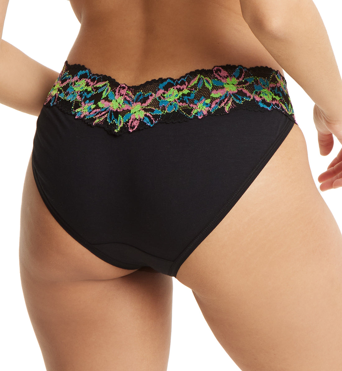 Hanky Panky Neon Lights Cotton-Spandex V-kini (892202),XS,Black Multi - Black Multi,XS