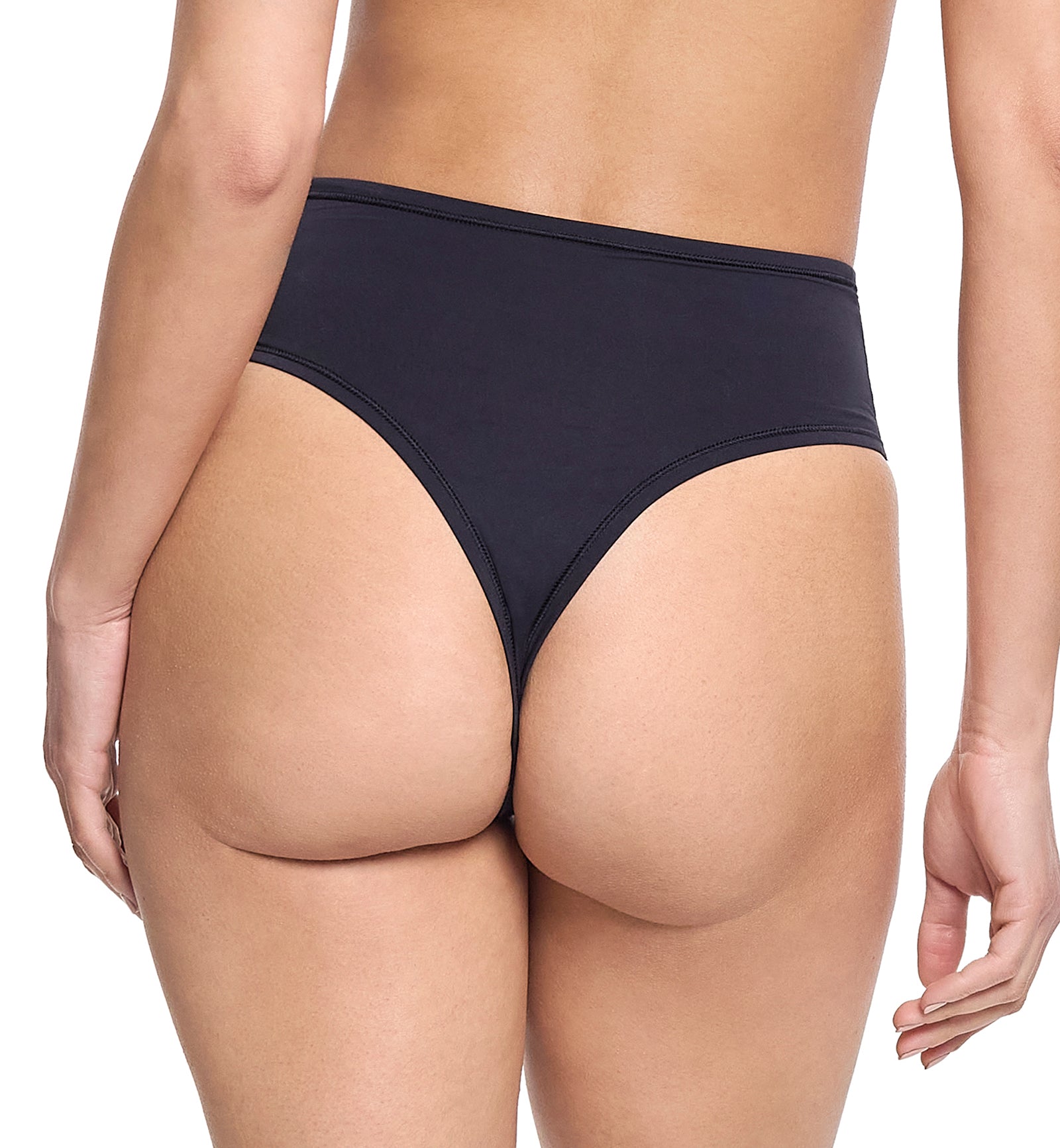 Hanky Panky YourFit High Cut Thong (6S1924),Black - Black,One Size