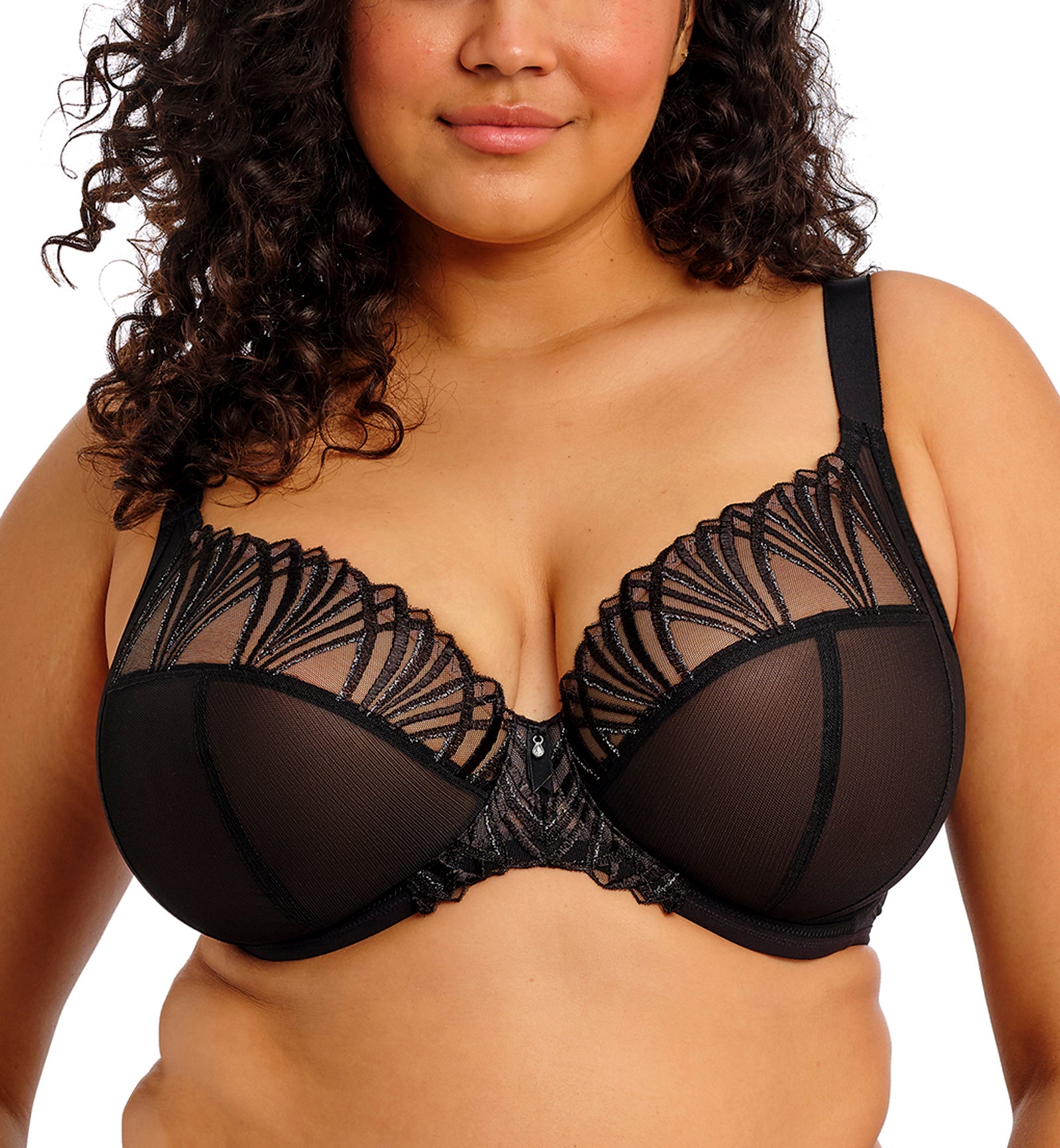 Elomi Reja Underwire Plunge Bra (303102),32GG,Black - Black,32GG