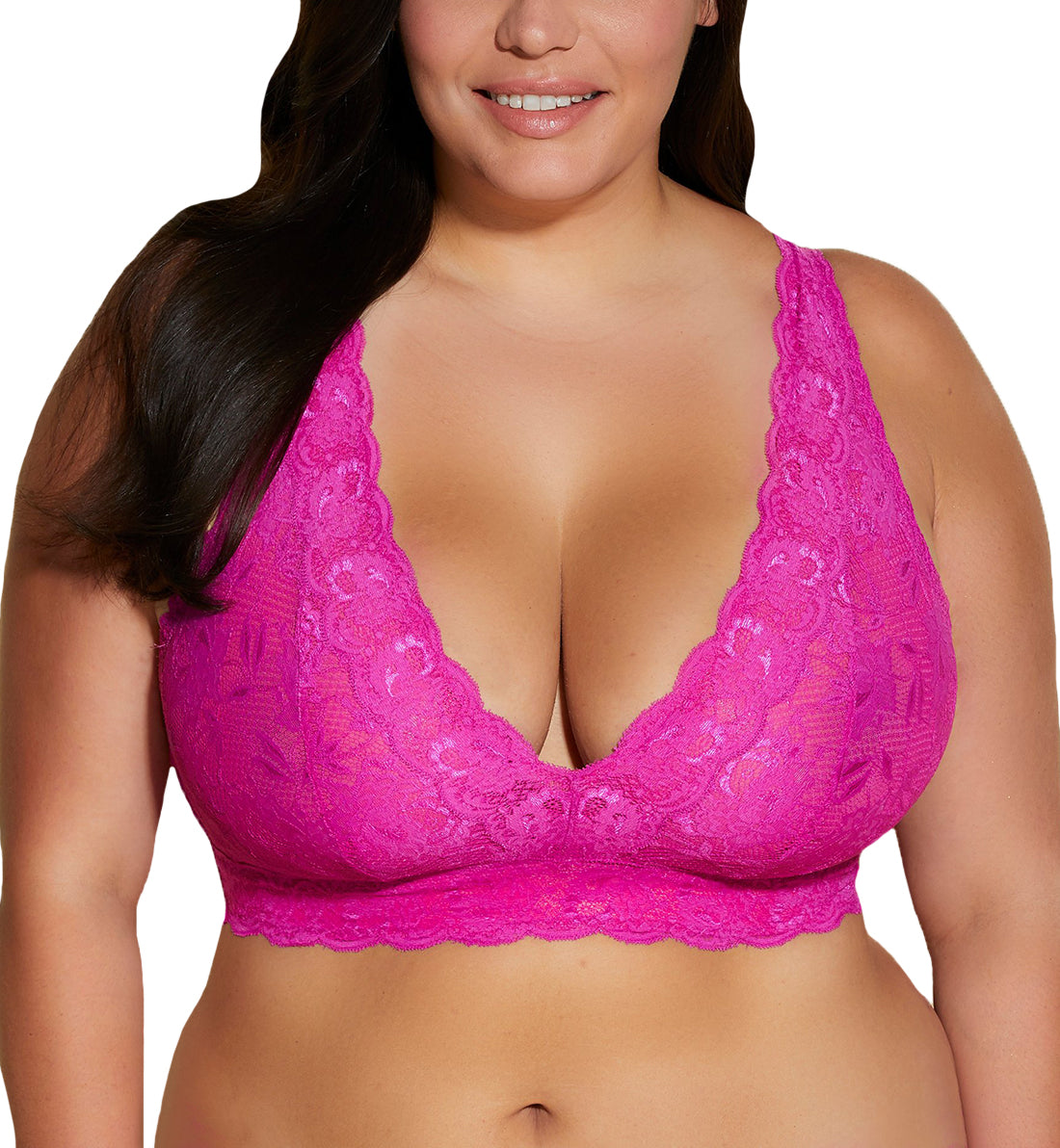 Cosabella NSN Ultra CURVY Plungie Longline Bralette (NEVER1388),XS,Cape Fuchsia - Cape Fuchsia,XS