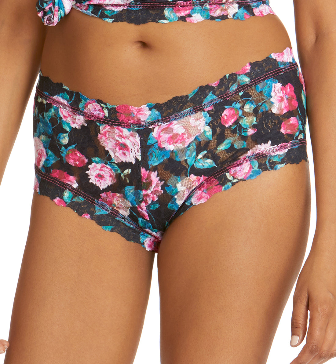 Hanky Panky Signature Lace Printed Boyshort (PR4812P),XS,Damascus Rose - Damascus Rose,XS