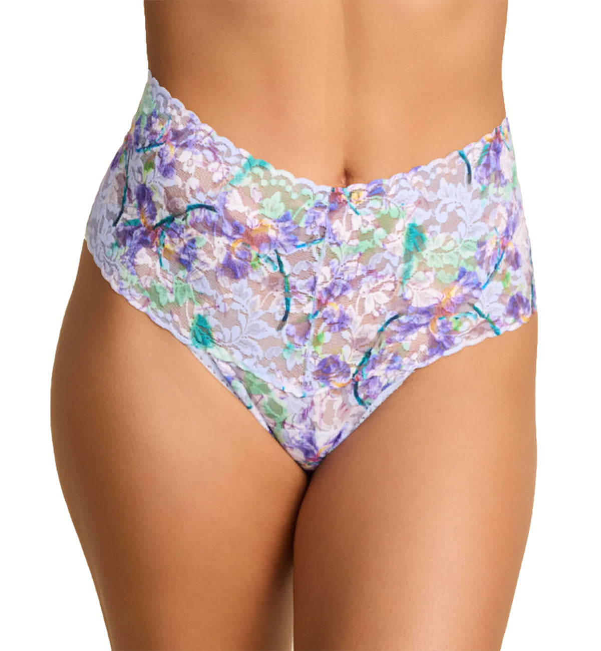 Hanky Panky Printed Retro Lace Thong (PR9K1926),Pleinair - Pleinair,One Size