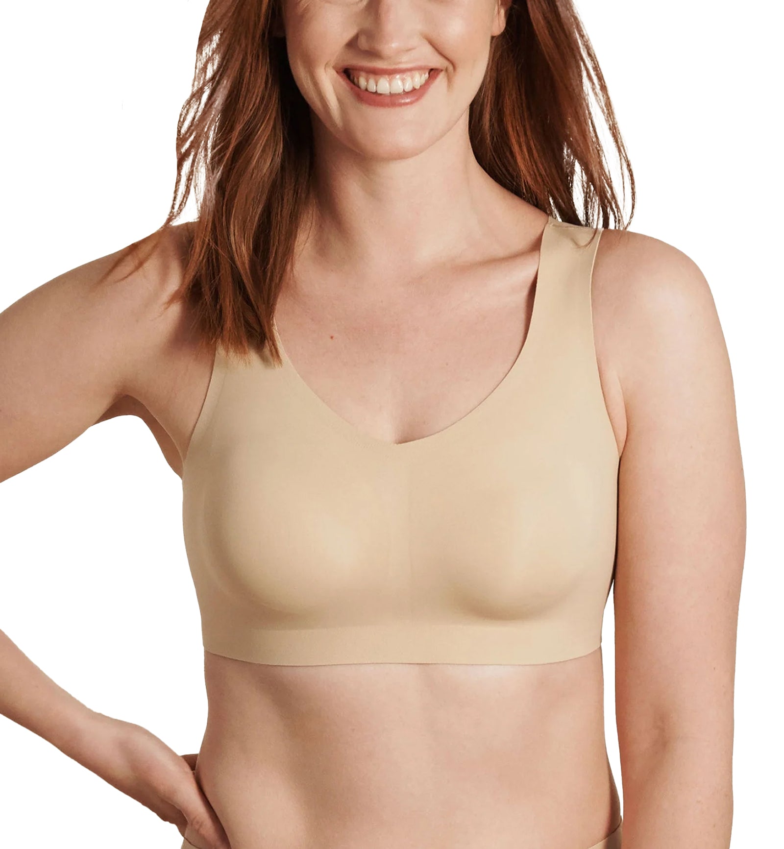 Evelyn & Bobbie DEFY V-Neck Bralette w/ Removable Pads (1728﻿),Small,Sand - Sand,Small