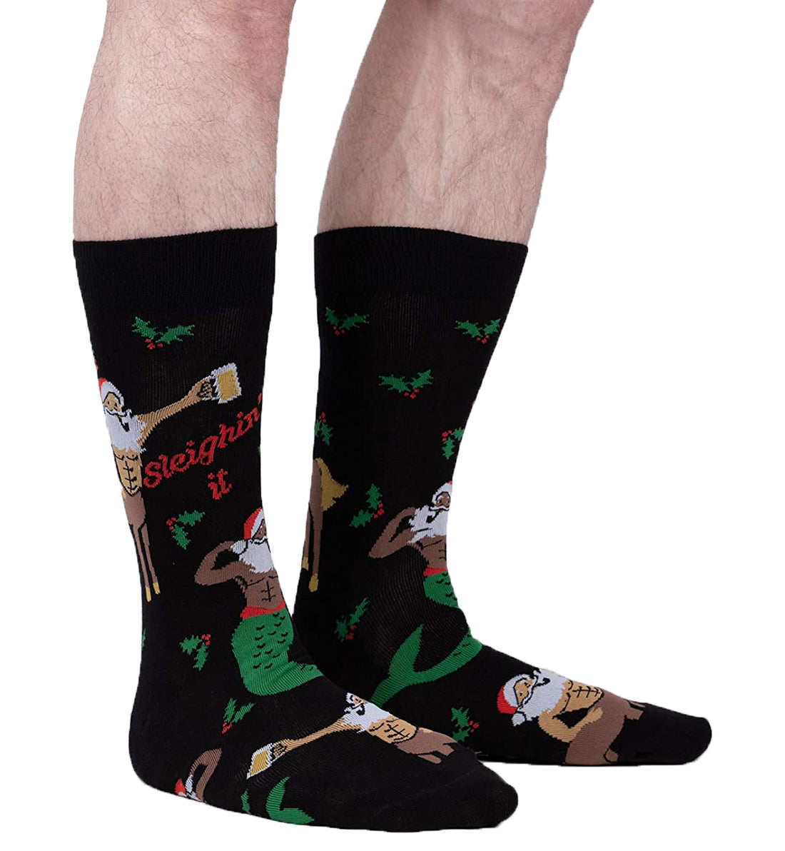 SOCK it to me Men's Crew Socks (mef0476),Sleighin' It - Sleighin' It,One Size