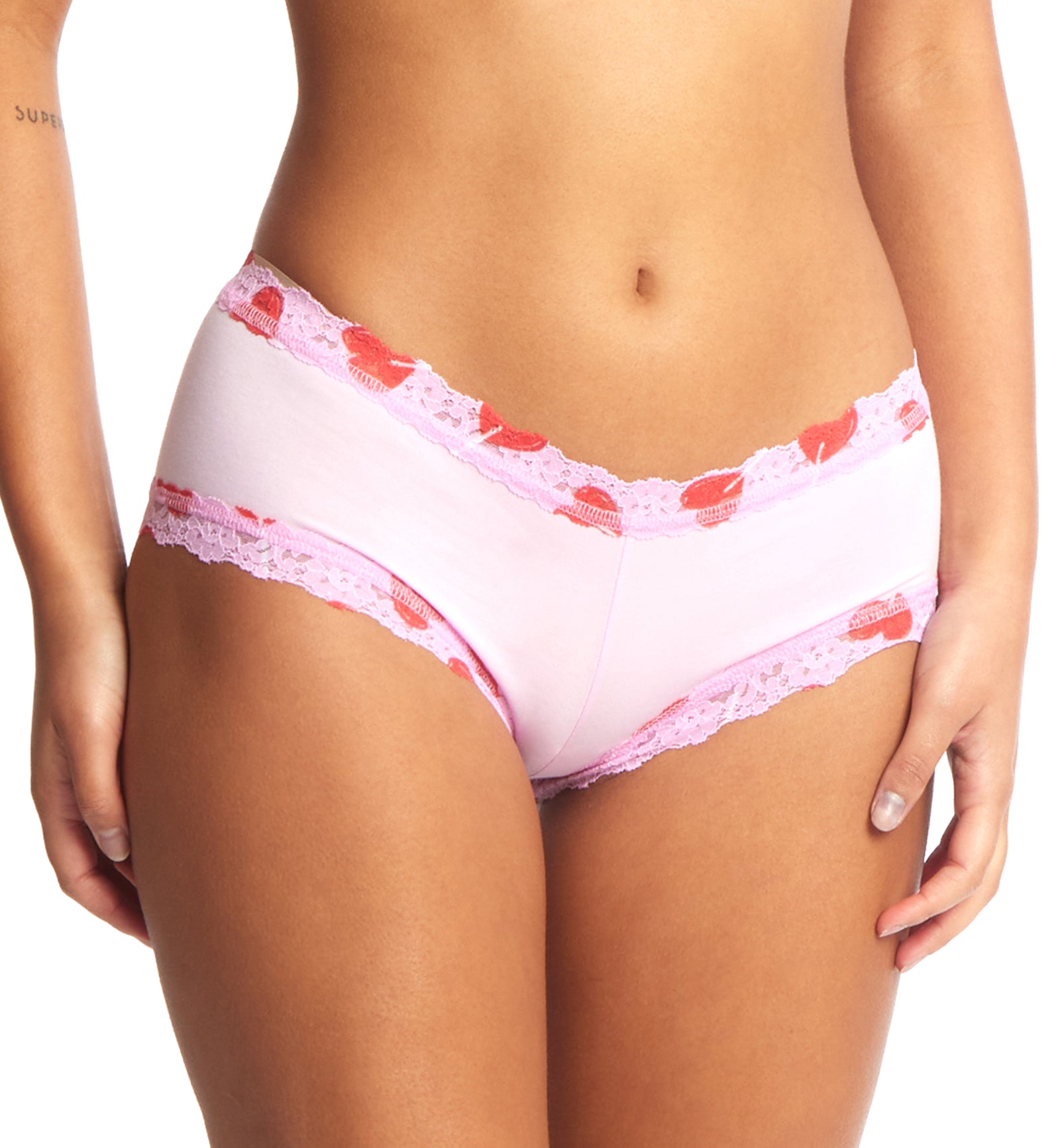 Hanky Panky Cotton-Spandex Boyshort (891322P),XS,Lollipop - Lollipop,XS