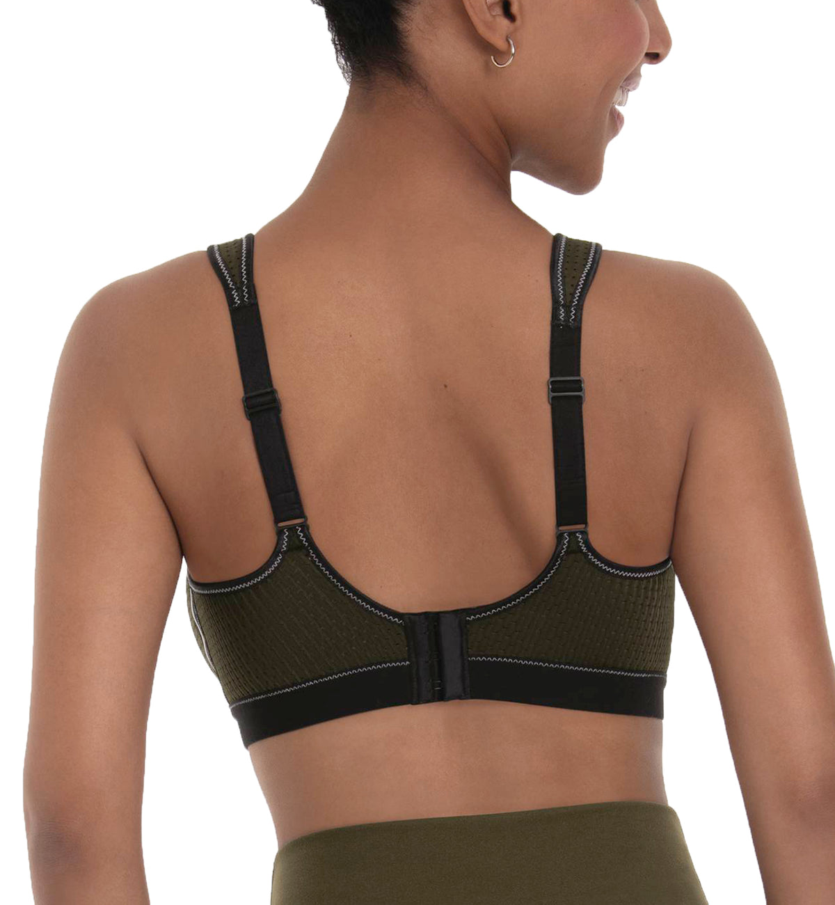 Anita Performance Mesh Max Support Softcup Sports Bra (5566)- Dark  Olive/Black