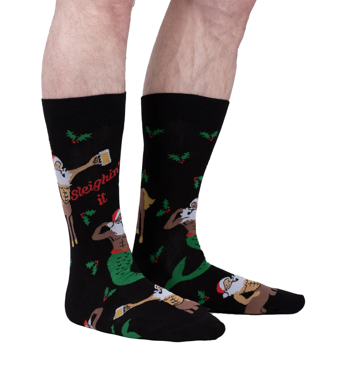 SOCK it to me Men's Crew Socks (mef0476),Sleighin' It - Sleighin' It,One Size