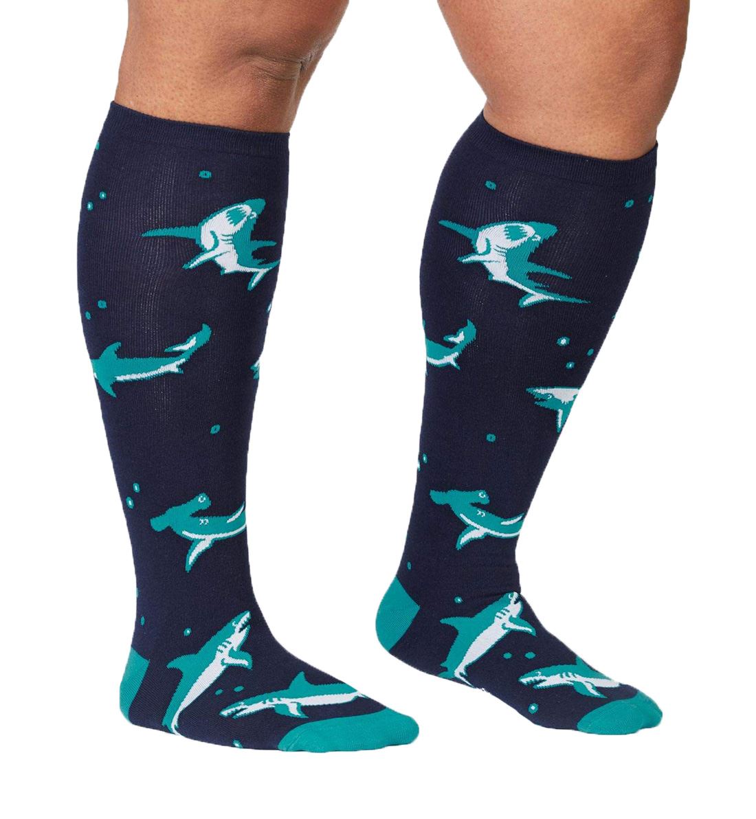 SOCK it to me Unisex Stretch-It Knee High Socks (s0050),Shark Attack - Shark Attack,One Size