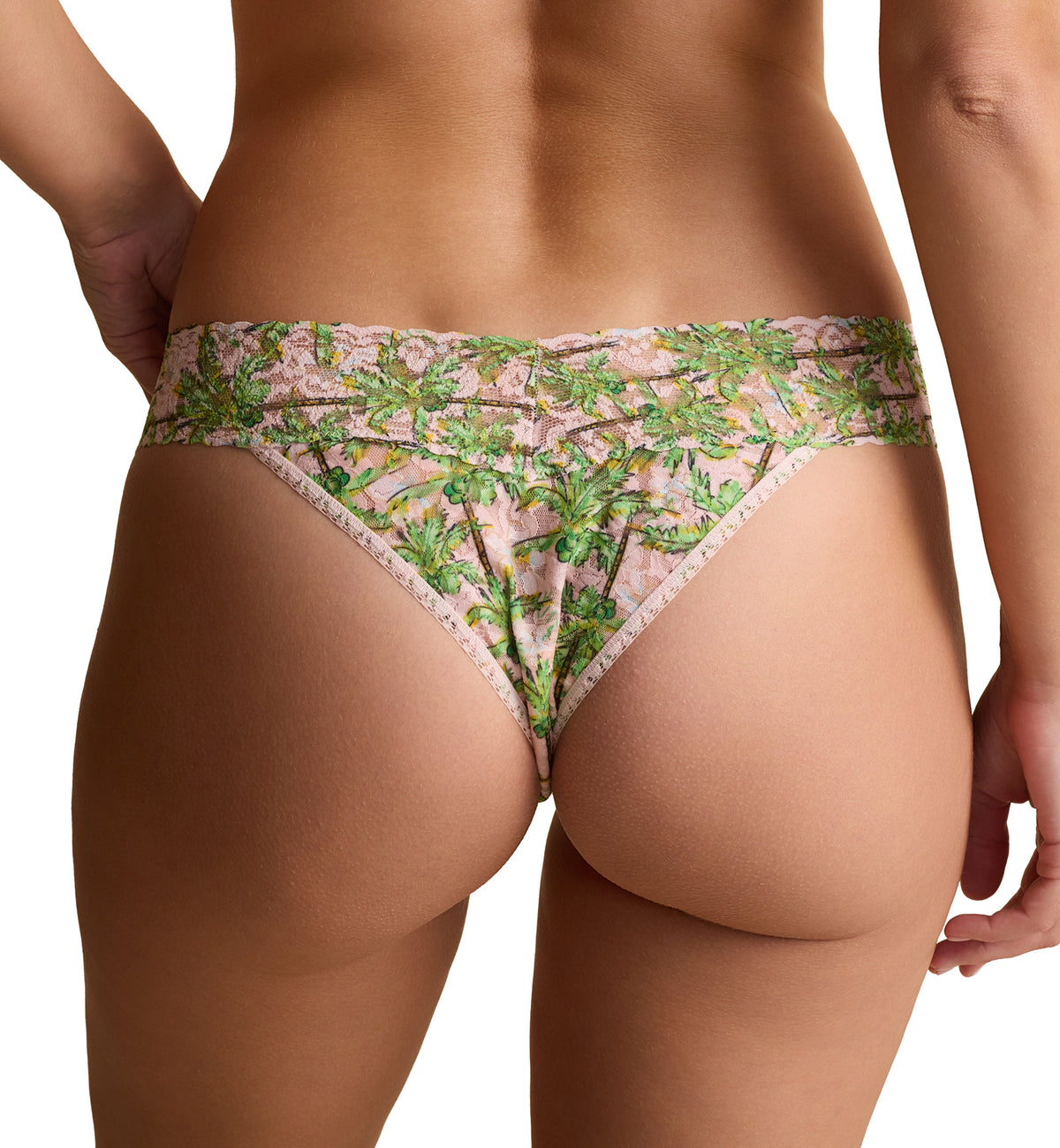 Hanky Panky Signature Lace Printed Original Rise Thong (PR4811P),Palm Breeze - Palm Breeze,One Size