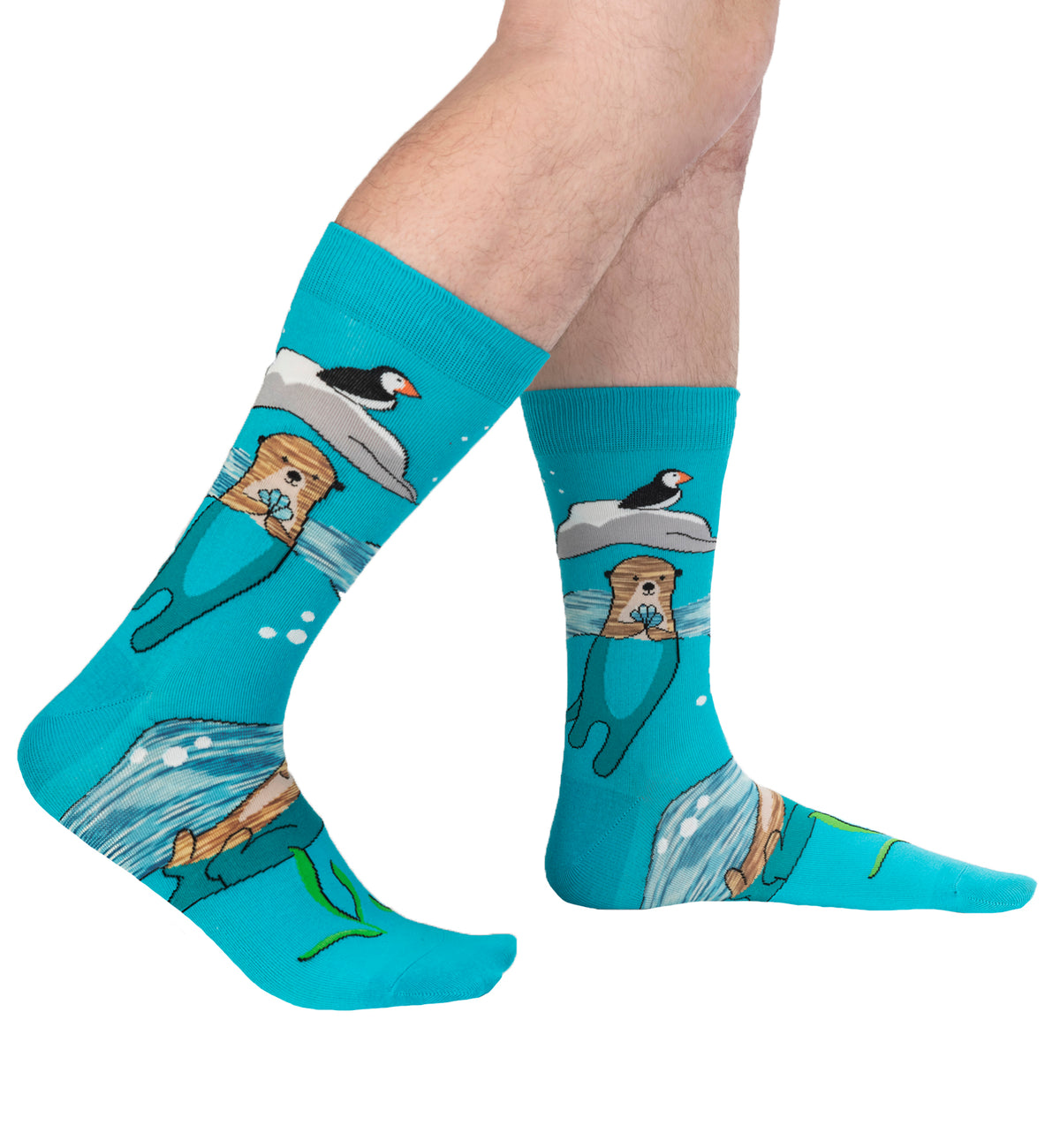 SOCK it to me Men's Crew Socks (MEF0619),Plays Well With Otters - Plays Well With Otters,One Size