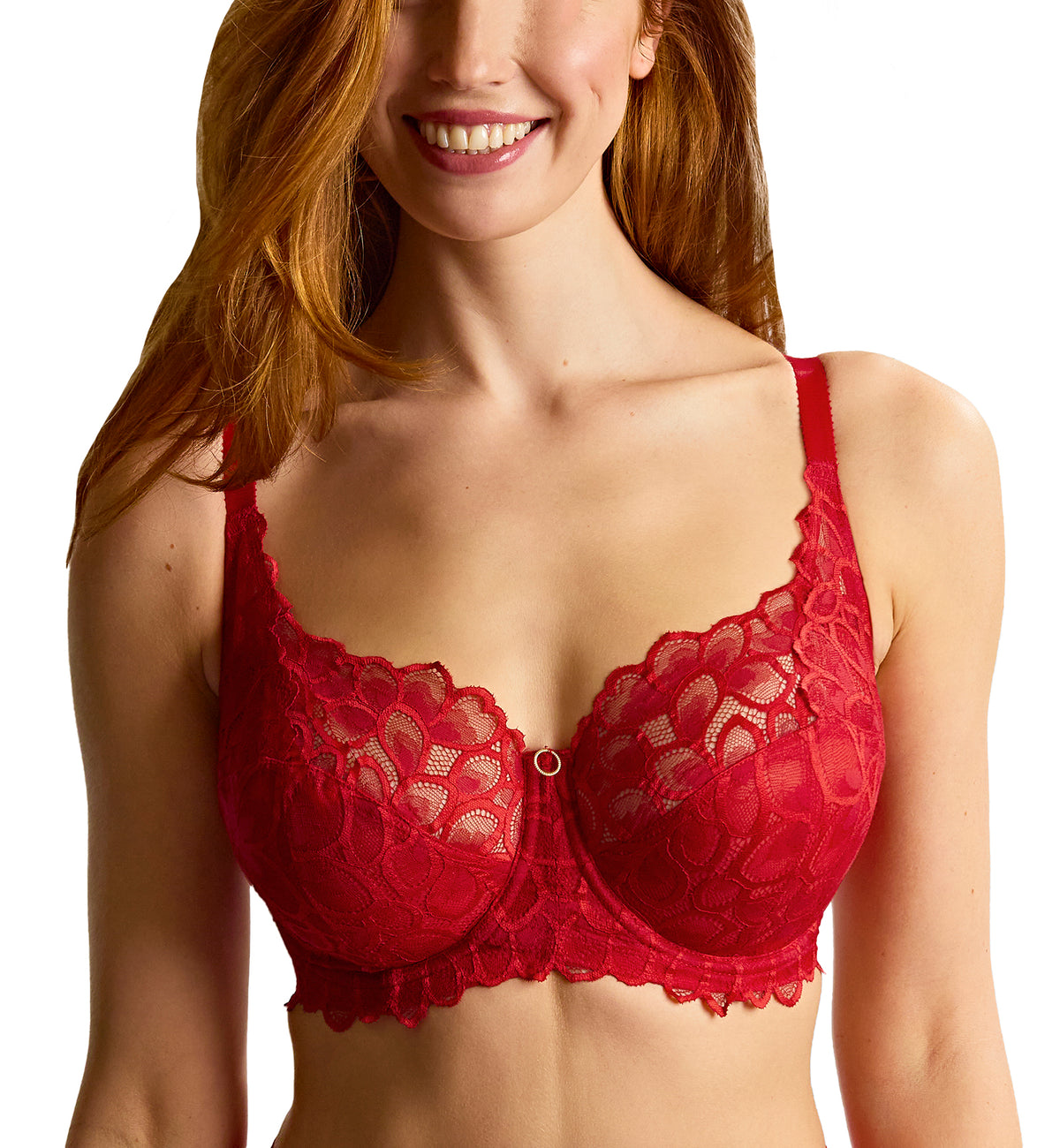 Panache Allure Stretch Lace Full Cup Underwire Bra (10765),30D,True Red - True Red,30D