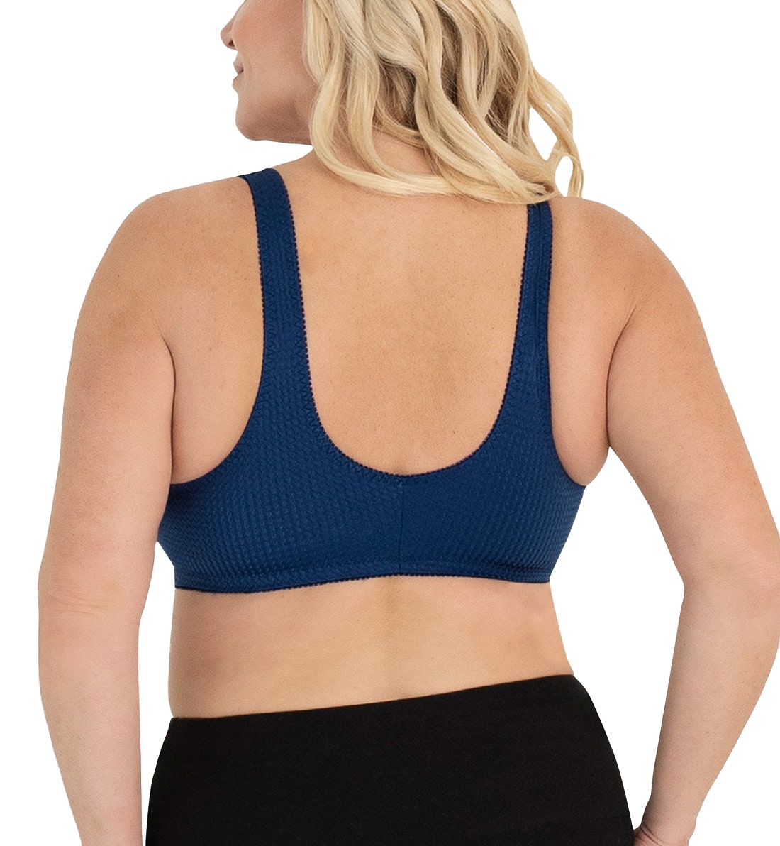 Leading Lady Marlene Zig-Zag Nylon Front Closure Bra (151),38 B/C/D,Sapphire - Sapphire,38 B/C/D