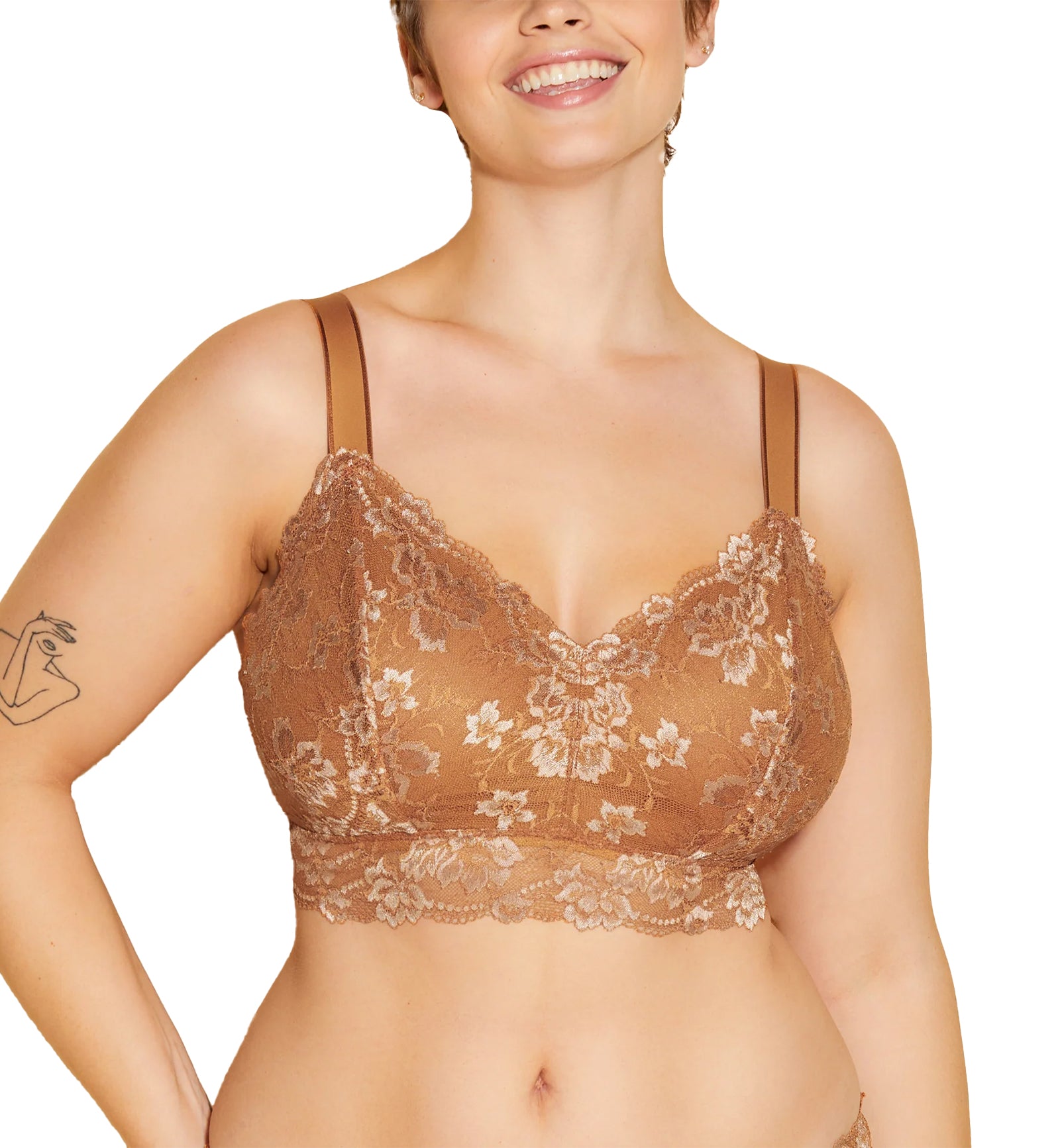 Cosabella Savona SUPER Curvy Longline Bralette (SAVON1386),Small,Dark Copper/Camel - Dark Copper/Camel,Small