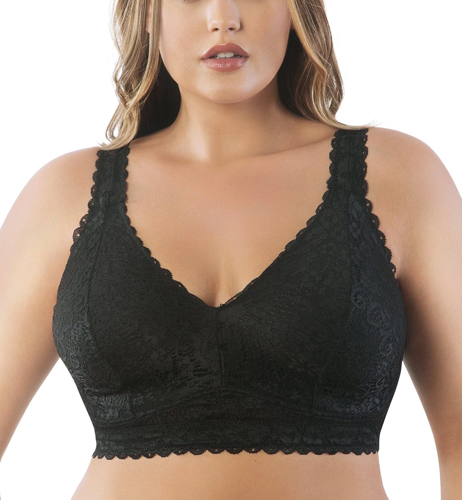 Parfait Adriana Banded Stretch Lace Wireless Bralette (P5482),28DD,Black - Black,28DD