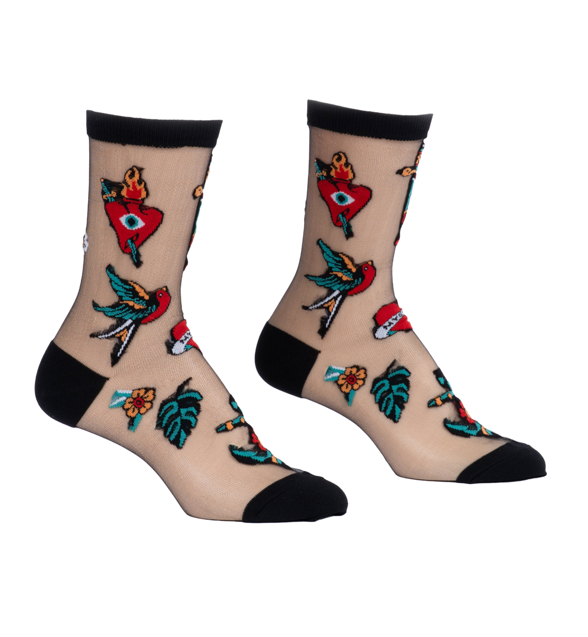 SOCK it to me Sheer Crew Socks (H0031),Piece Of My Heart - Piece Of My Heart,One Size
