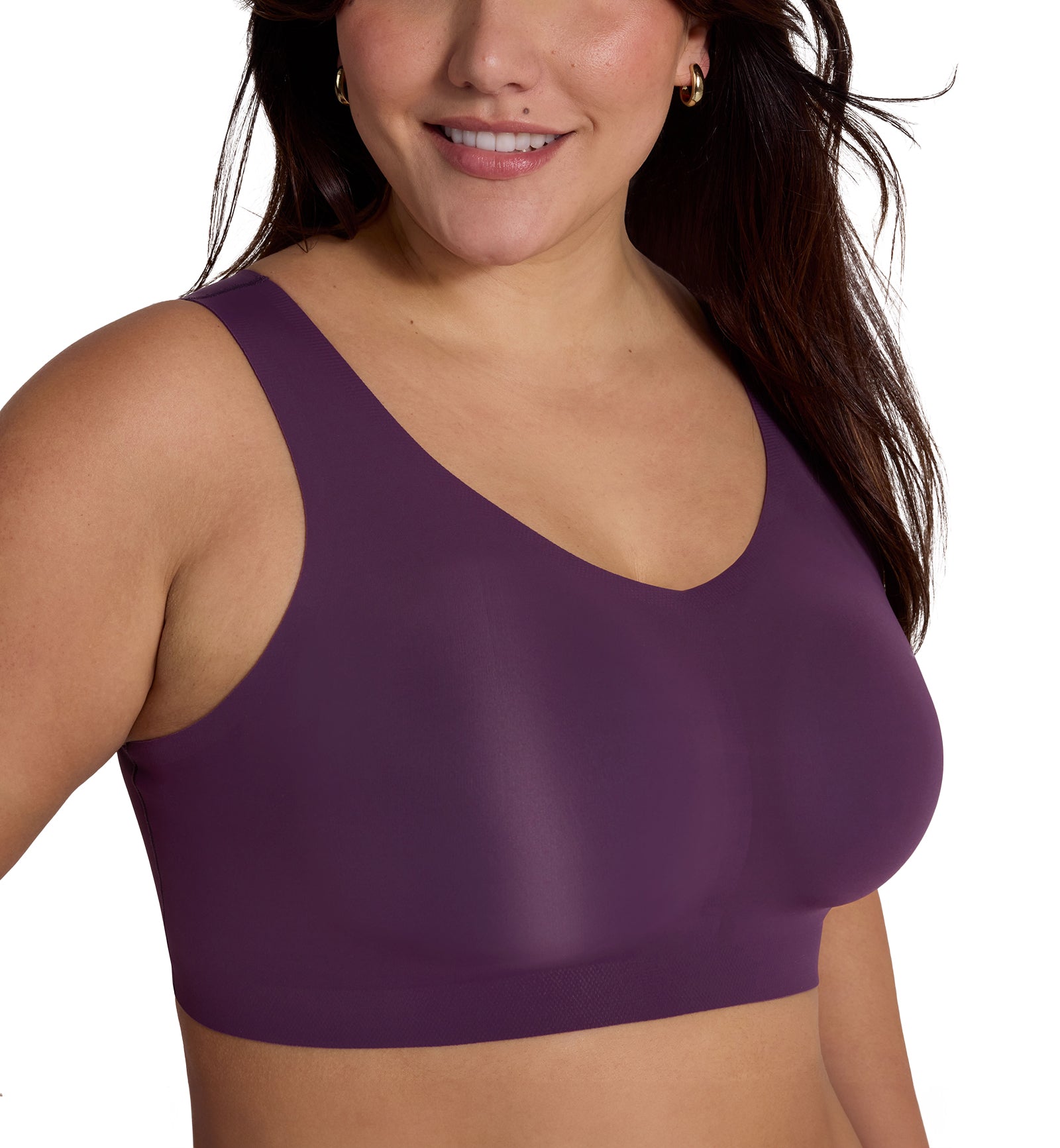 Evelyn & Bobbie DEFY V-Neck Bralette w/ Removable Pads (1728﻿),Small,Plum - Plum,Small