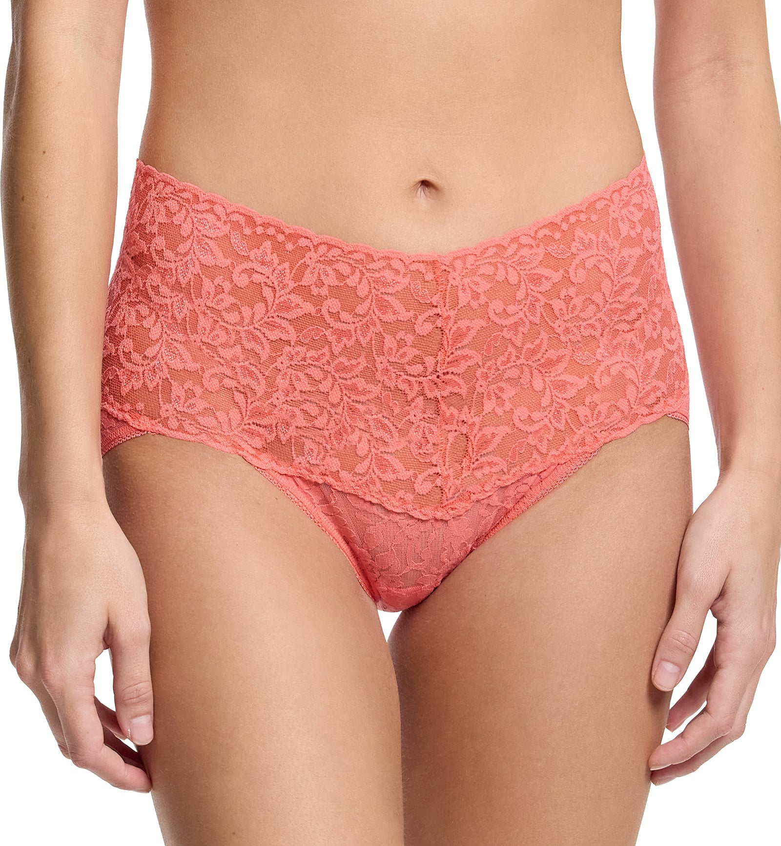 Hanky Panky Retro Lace V-kini (9K2124),Small,Courageous Coral - Courageous Coral,Small