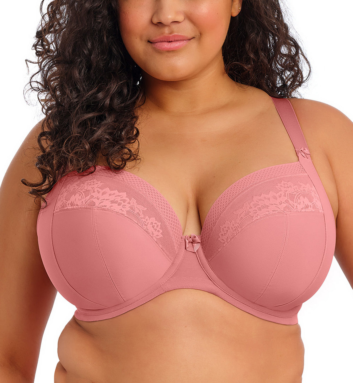 Elomi Nerina Stretch Lace Plunge Underwire Bra (302734),32G,Dusty Rose - Dusty Rose,32G