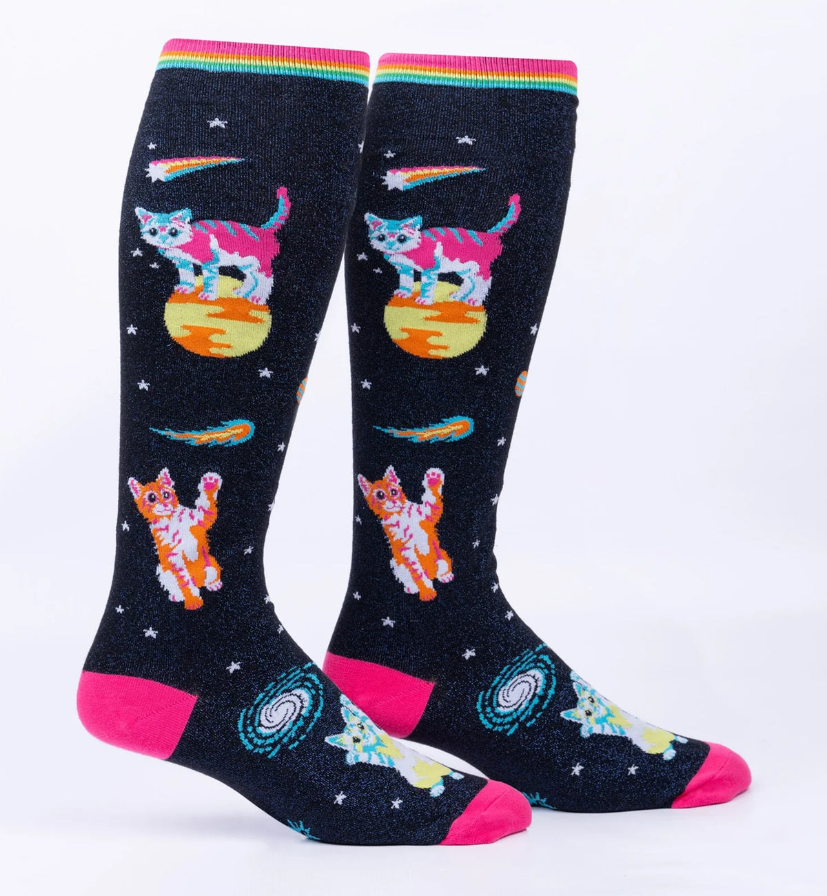 SOCK it to me Unisex Stretch-It Knee High Socks (S0156),Space Cats - Space Cats,One Size