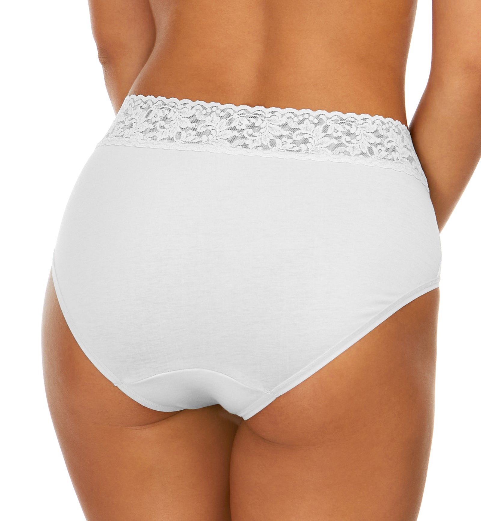 Hanky Panky Cotton French Brief with Lace (892461),Small,White - White,Small