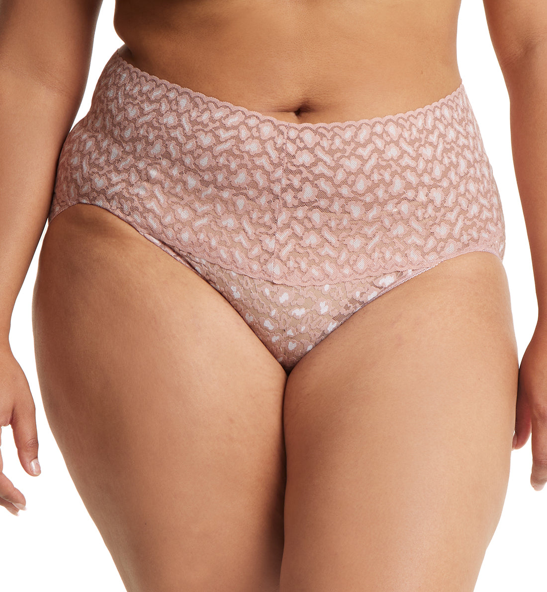 Hanky Panky Cross Dyed Leopard Retro V-Kini (7J2121X),2X,Desert Rose/White - Desert Rose/White,2X