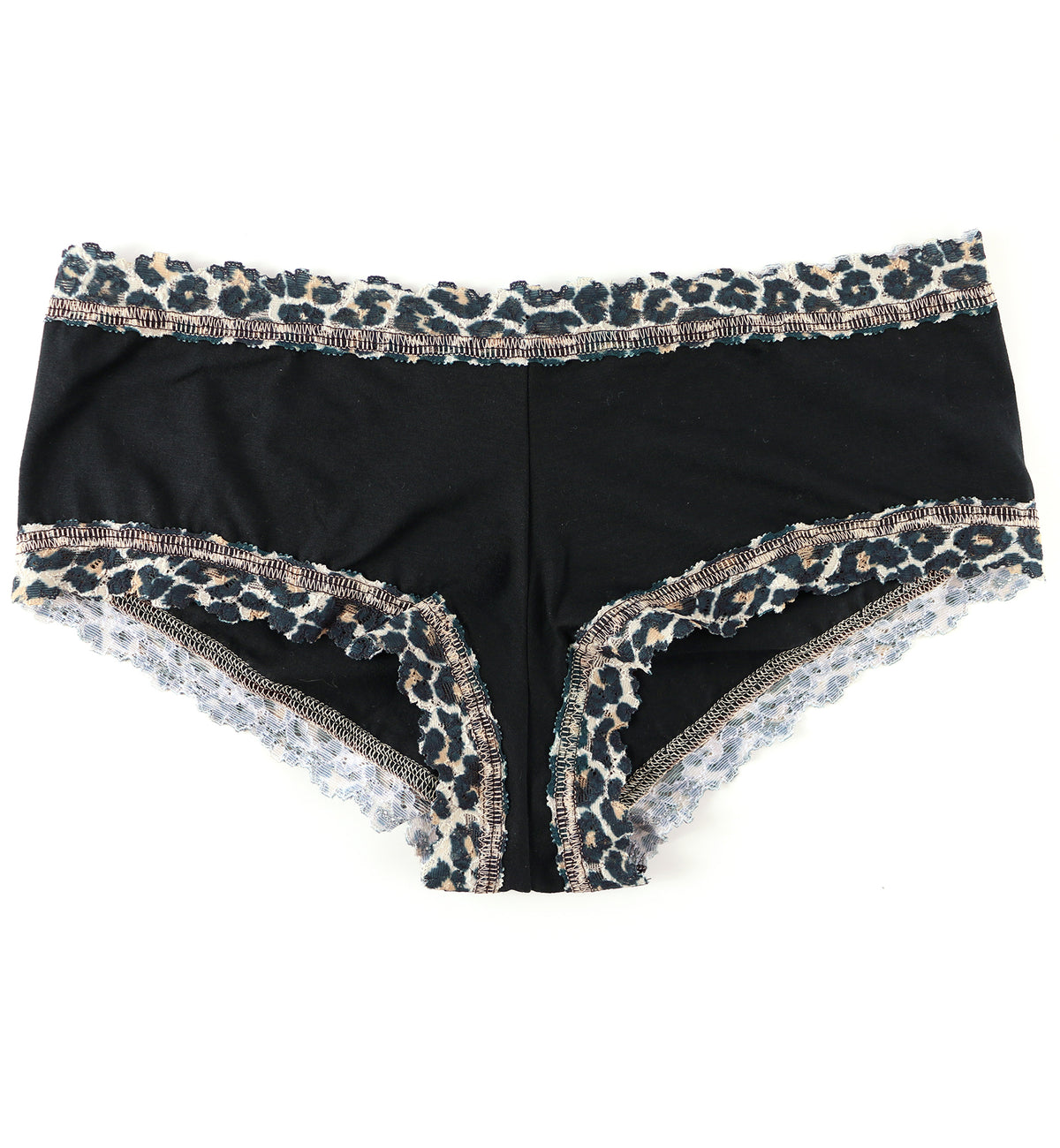 Hanky Panky Cotton-Spandex Boyshort (891322P),Large,Black/Leopard - Black/Classic Leopard,Large