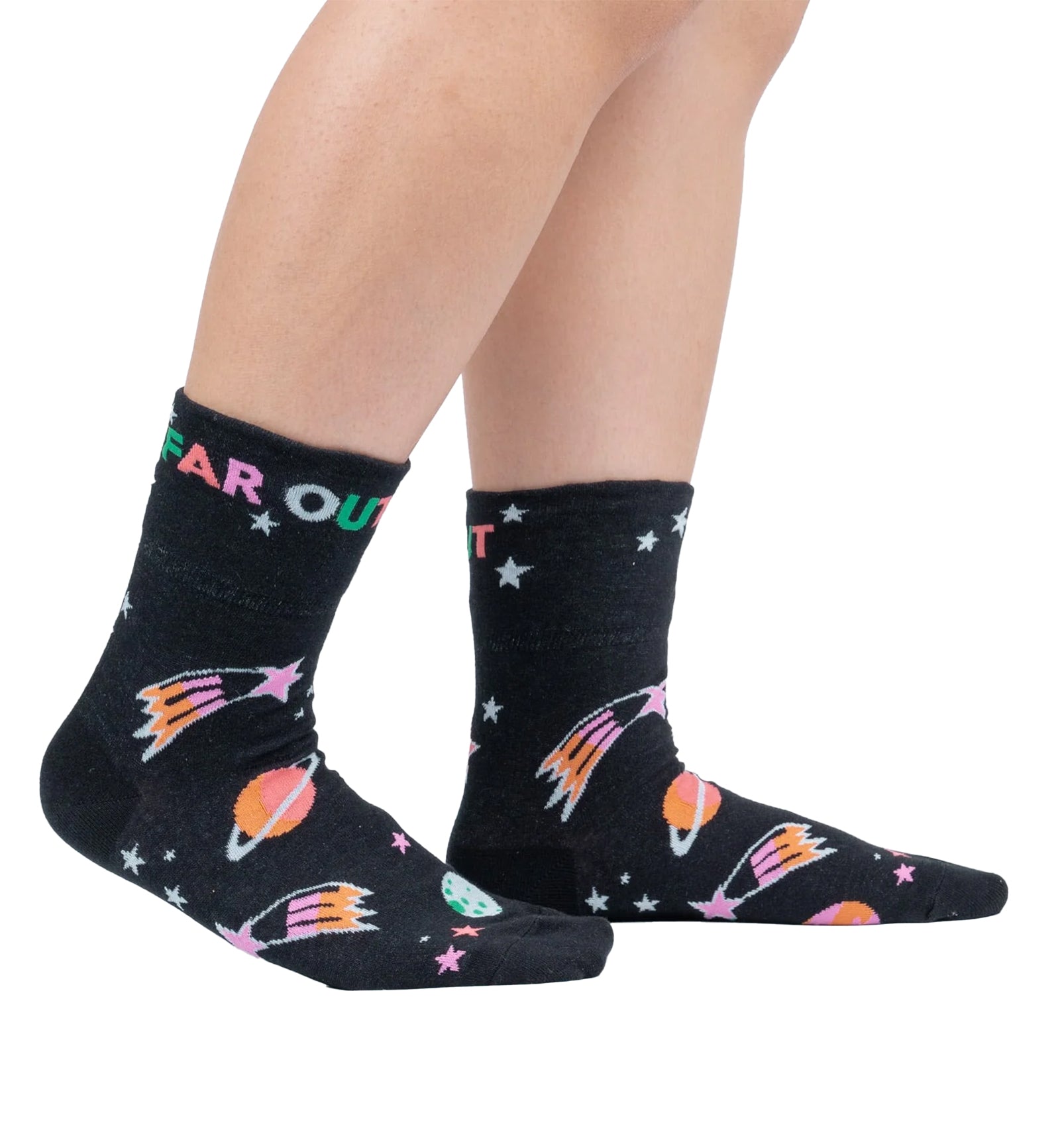 SOCK it to me 2-Way Turn Cuff Crew Socks (Q0017),Far Out - Far Out,One Size
