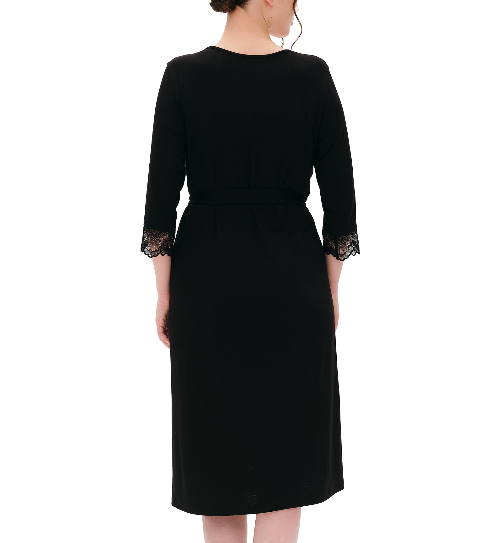 effetto Bamboo Basics 3/4 Sleeve Robe (02105),Small,Black - Black,Small