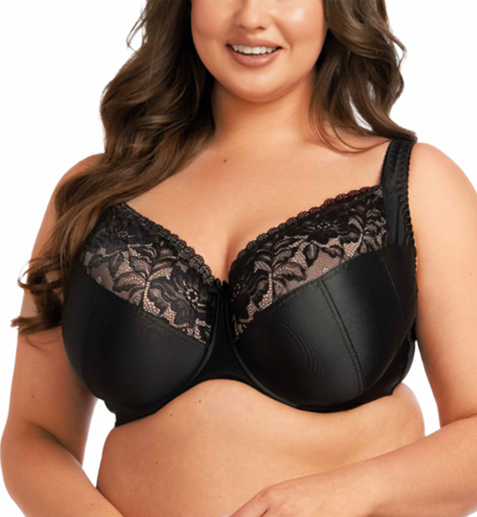 Nessa Omena Underwire Soft Minimizer Bra (N507),34J,Black - Black,34J
