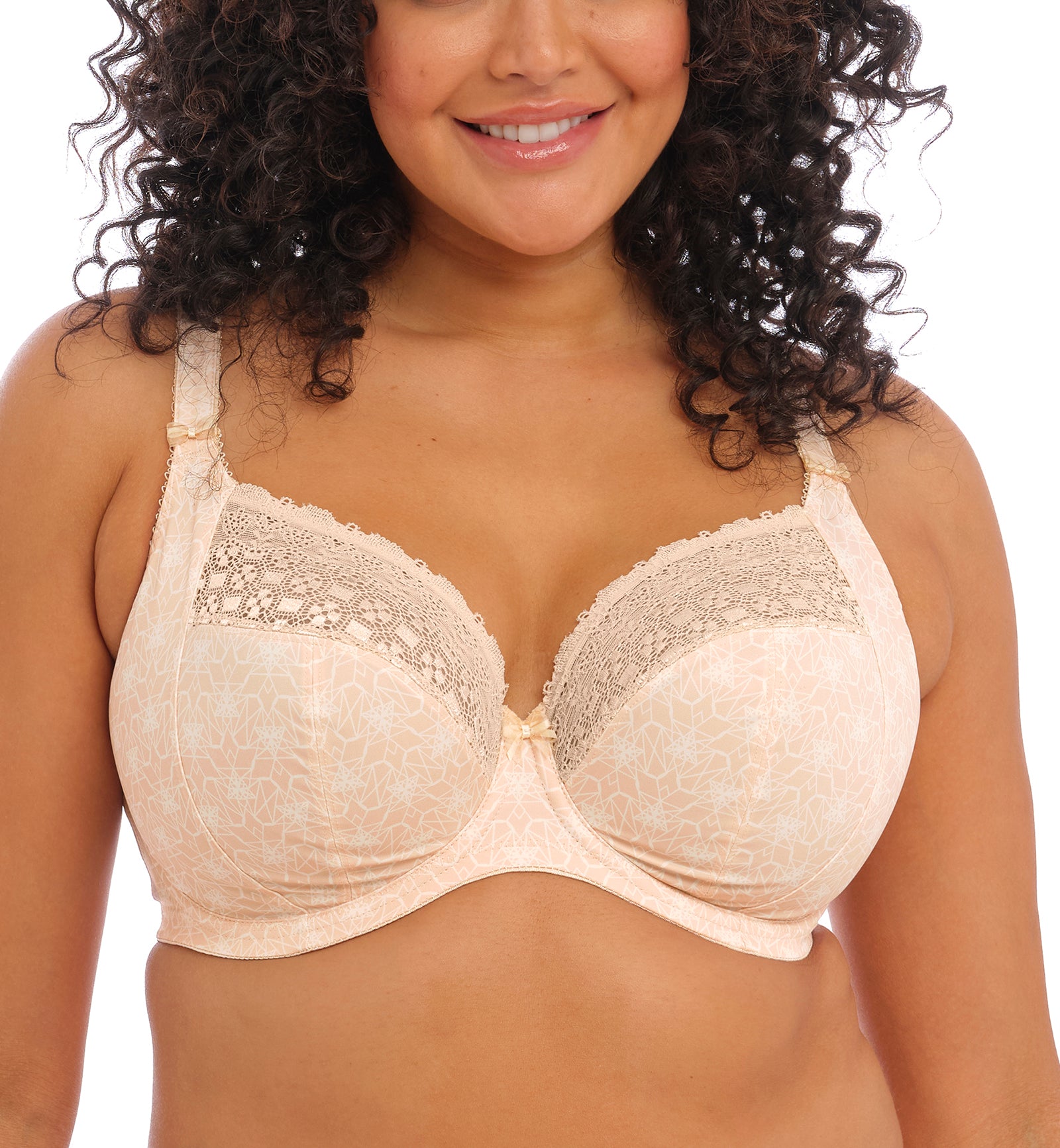 Elomi Kim Banded Stretch Lace Plunge Underwire Bra (4340),32GG,Caramel - Caramel,32GG