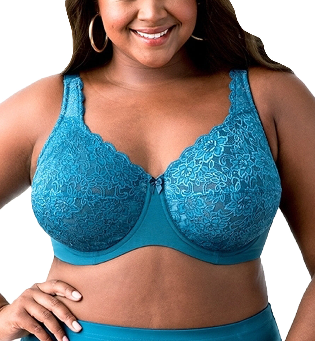 Elila Isabella Stretch Lace Full Coverage Underwire Bra (2311)- Teal